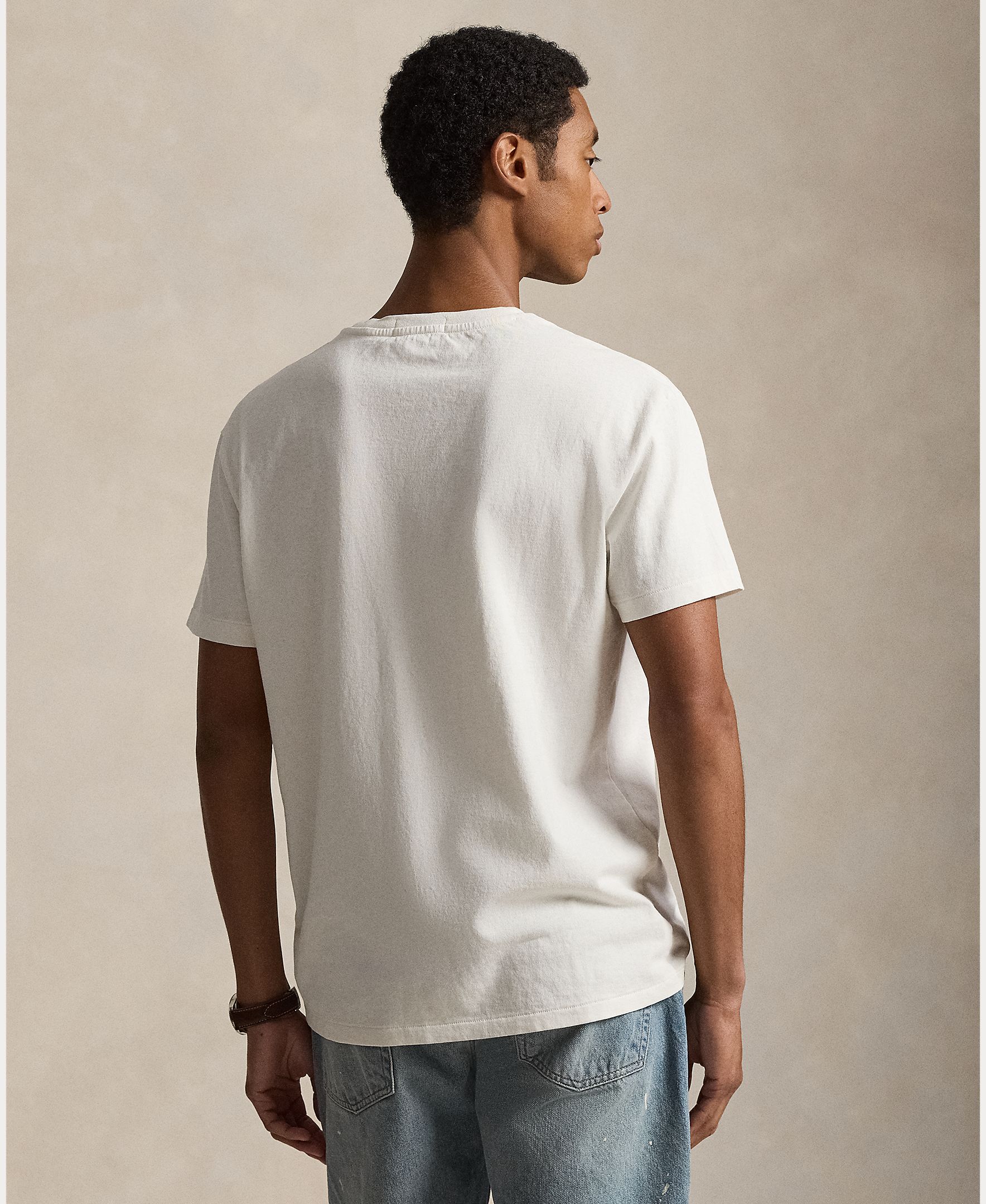 T-shirt de Manga Curta e em Algodão Branco-marfim-3