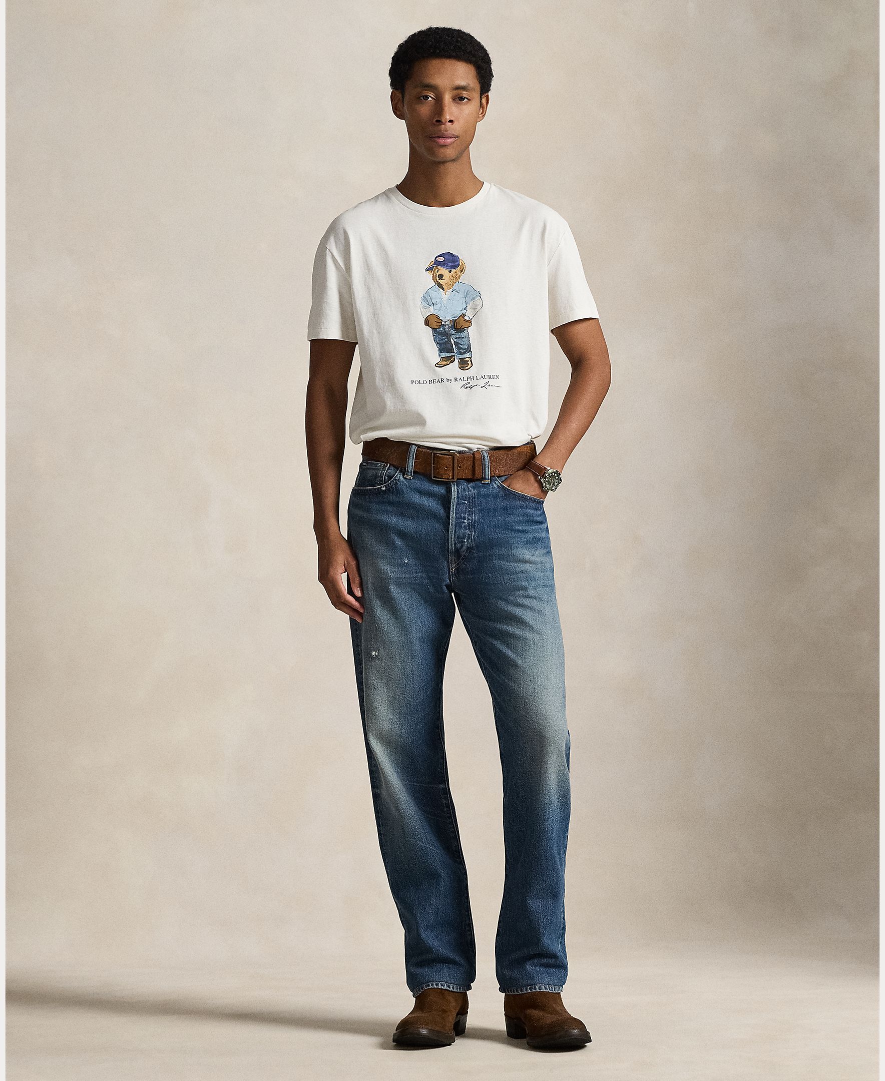 T-shirt com Polo Bear e em Algodão Branco-marfim-7