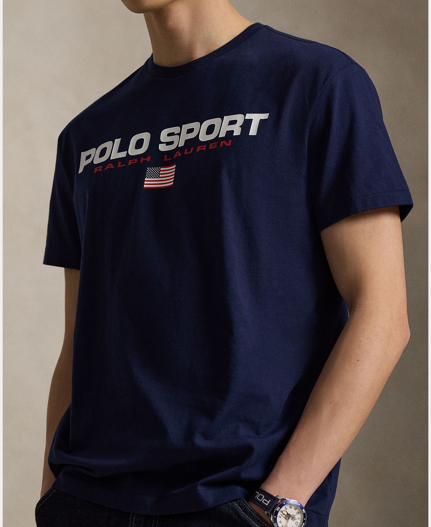 T-shirt de Algodão Polo Sport Azul-marinho-4