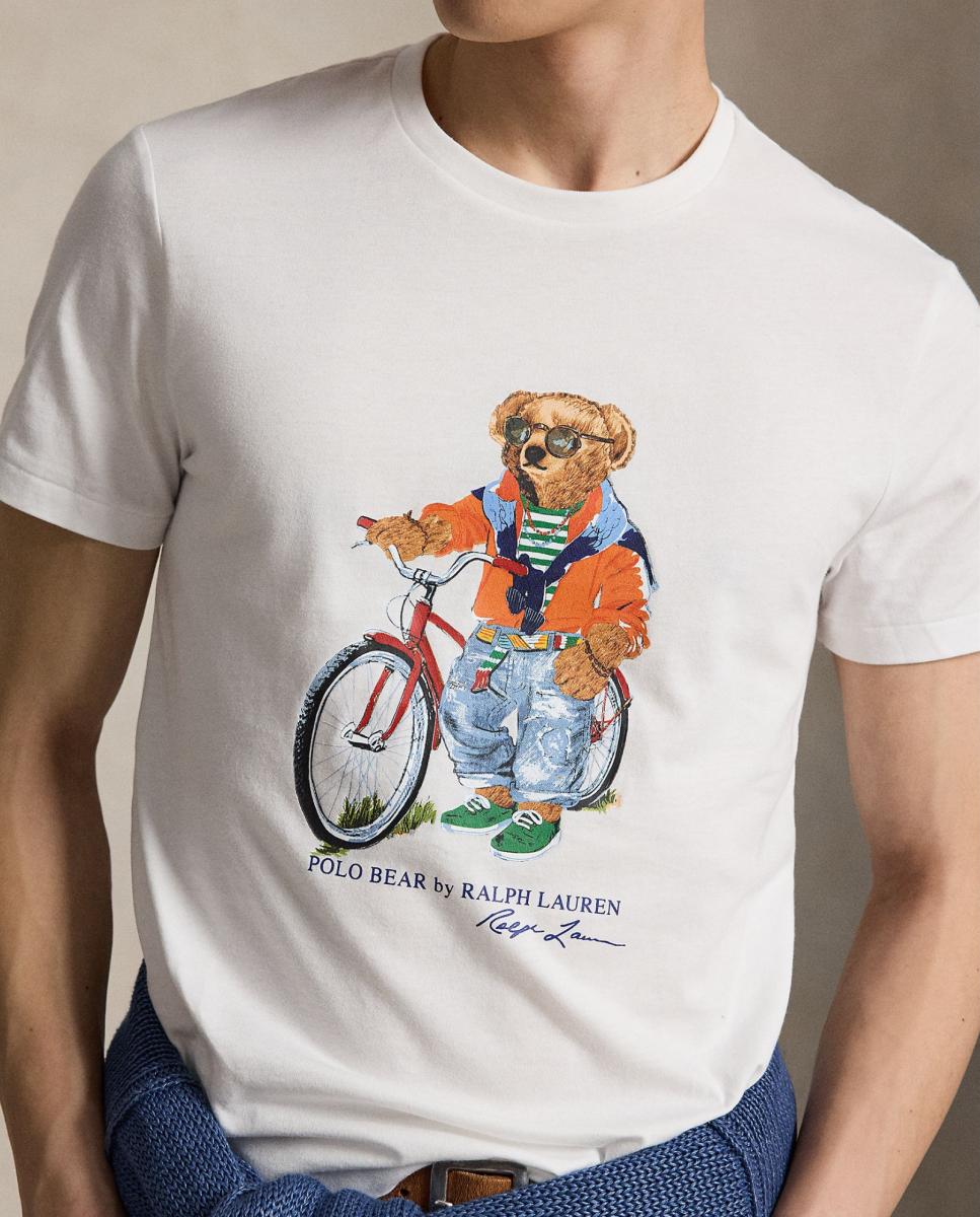 T-shirt com Polo Bear e em Algodão Branco-4