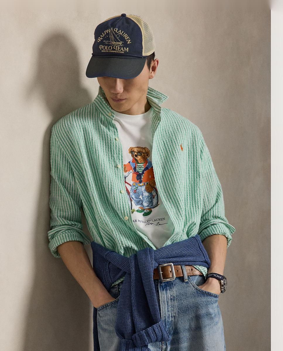 T-shirt com Polo Bear e em Algodão Branco-5