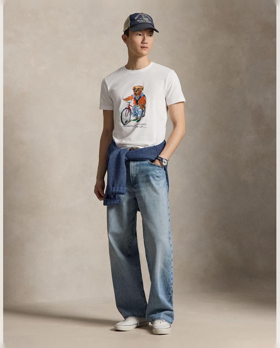 T-shirt com Polo Bear e em Algodão Branco-7