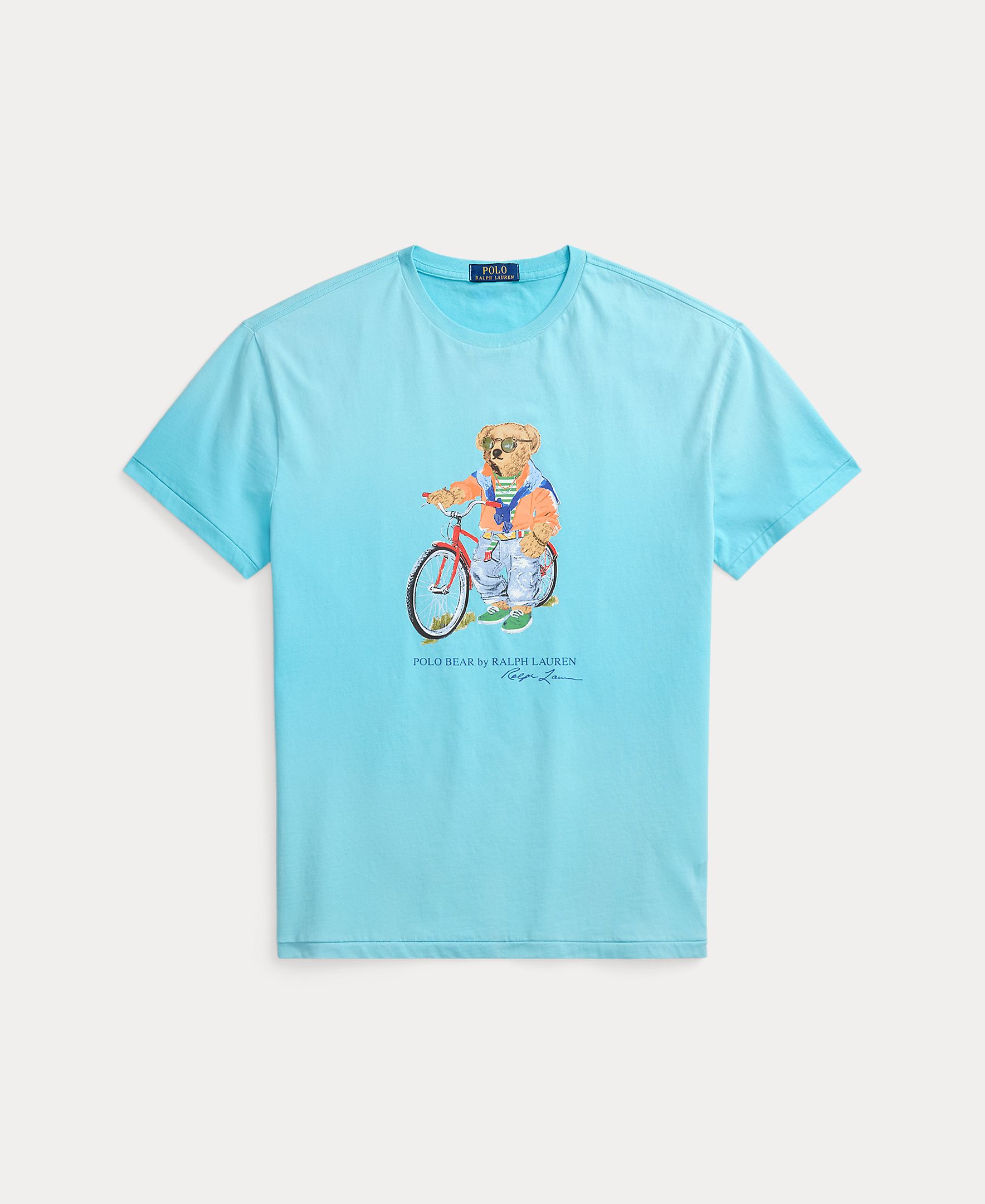 T-shirt com Polo Bear e em Algodão Azul-claro-5