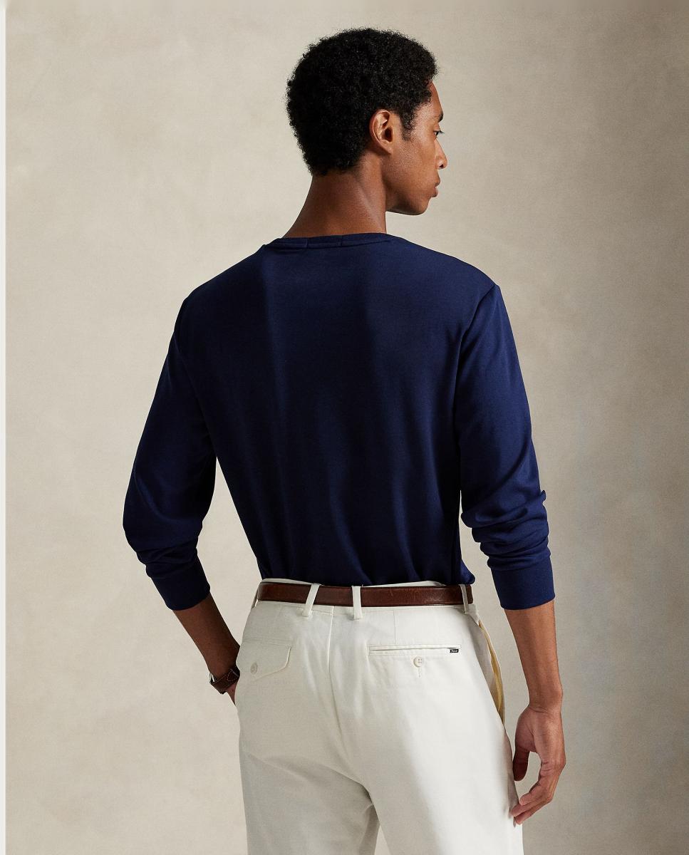Camisola de Manga Comprida e em Algodão Azul-marinho-3
