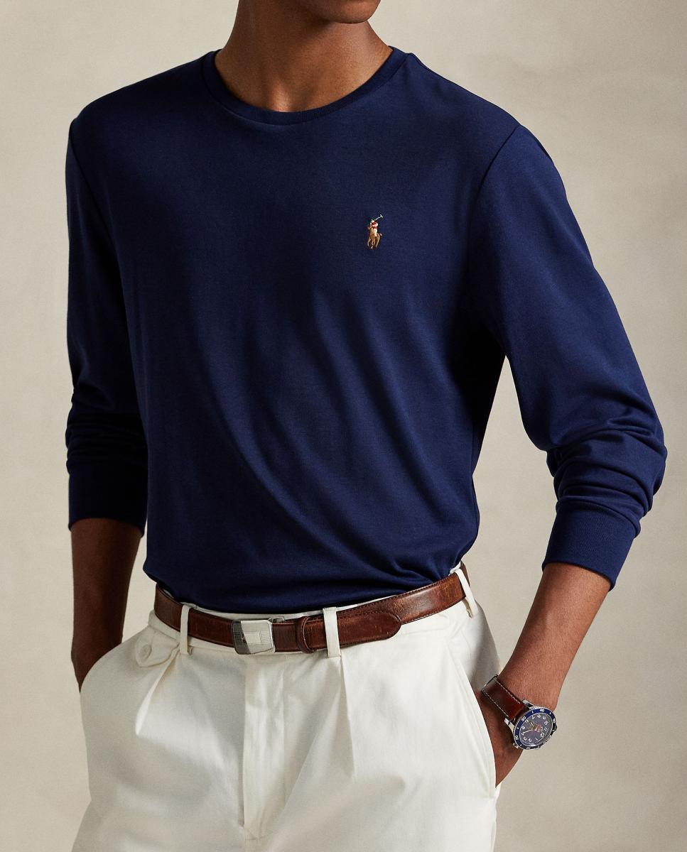 Camisola de Manga Comprida e em Algodão Azul-marinho-4