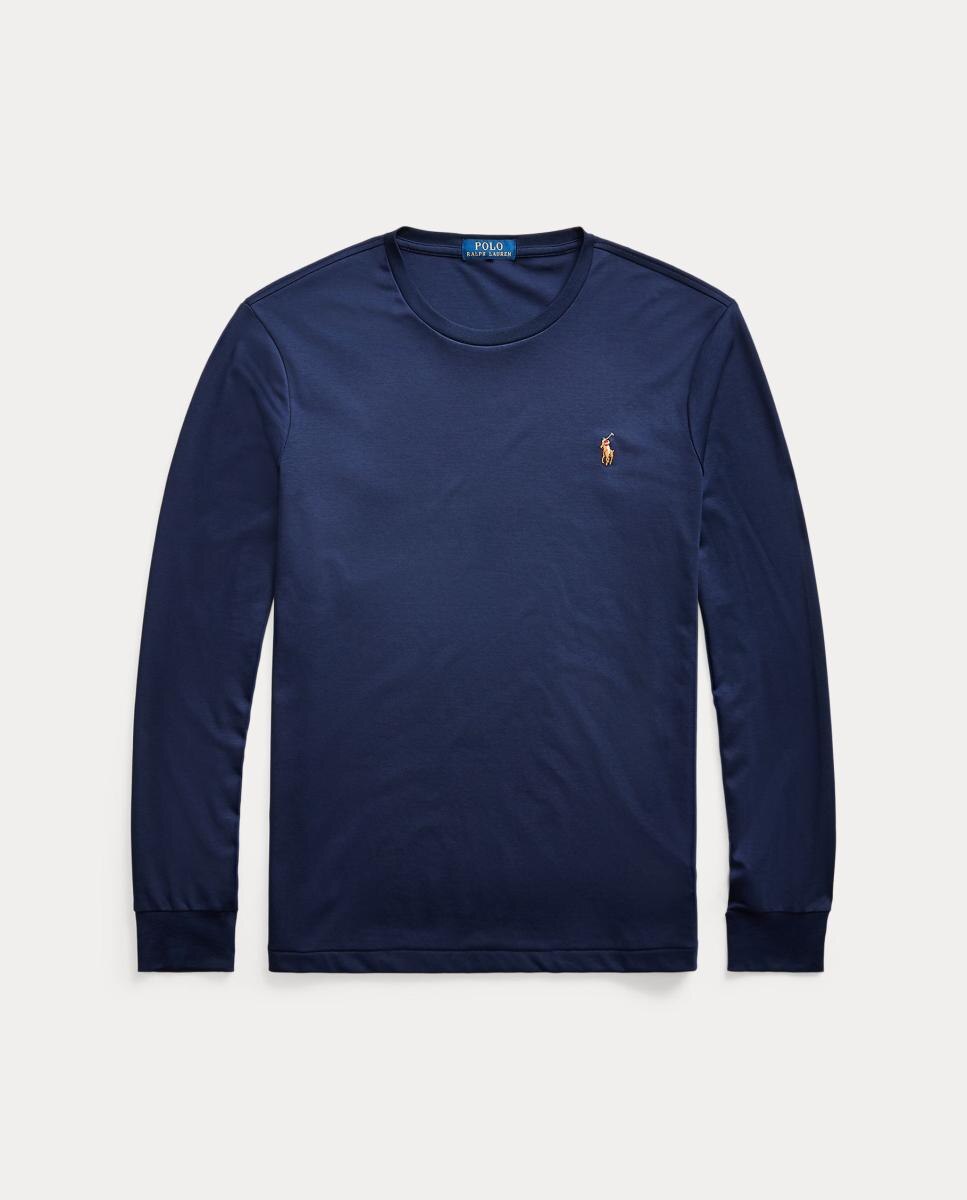 Camisola de Manga Comprida e em Algodão Azul-marinho-5
