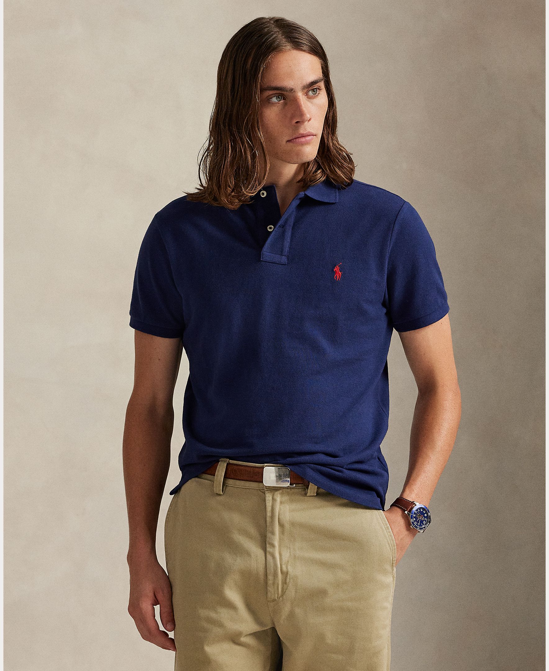 Polo de hombre de piqué Newport/Rojo - Polo Ralph Lauren - Azul marino Azul marino-1