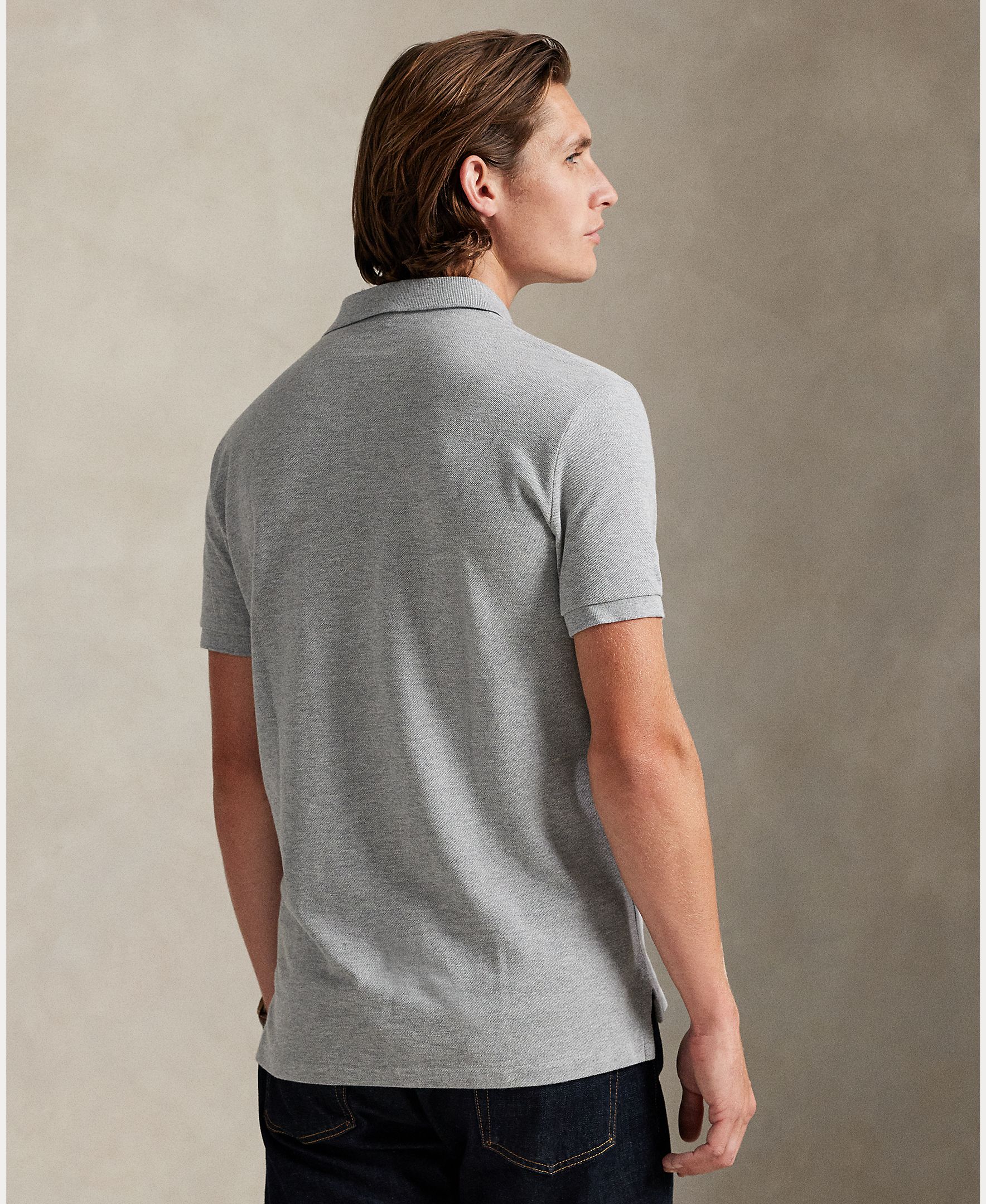 Polo de Piqué Custom Cinzento-3
