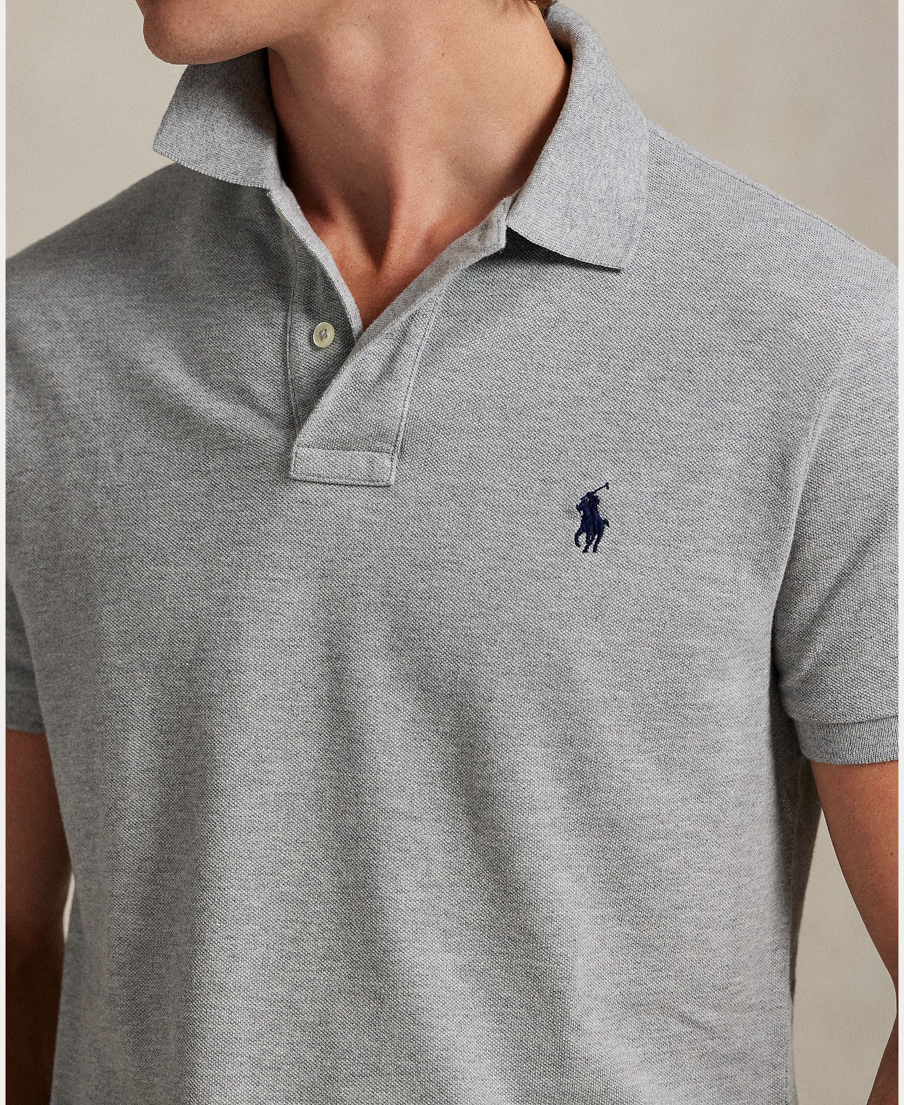 Polo de Piqué Custom Cinzento-4