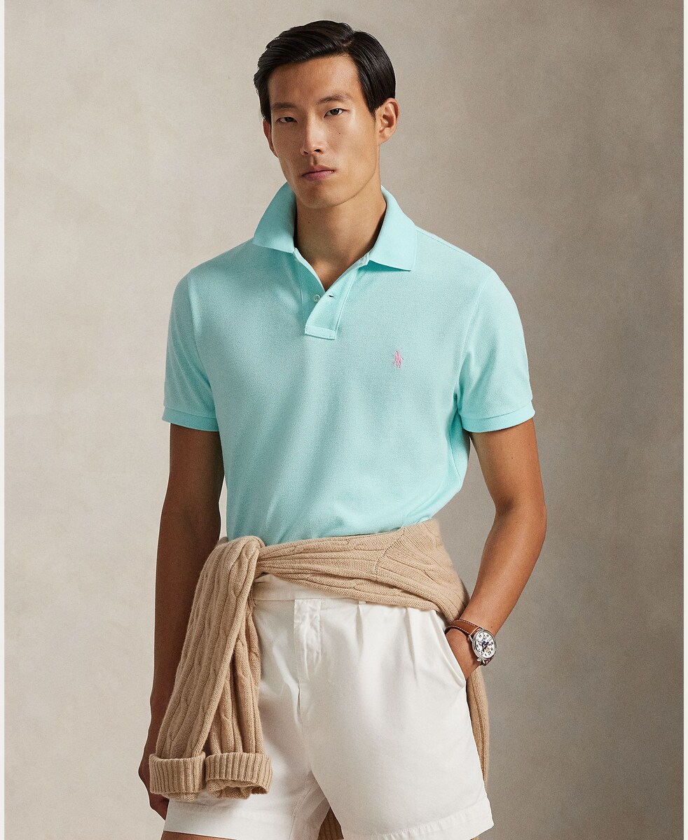 Polo de hombre de piqué Slim Fit Azul anticuario