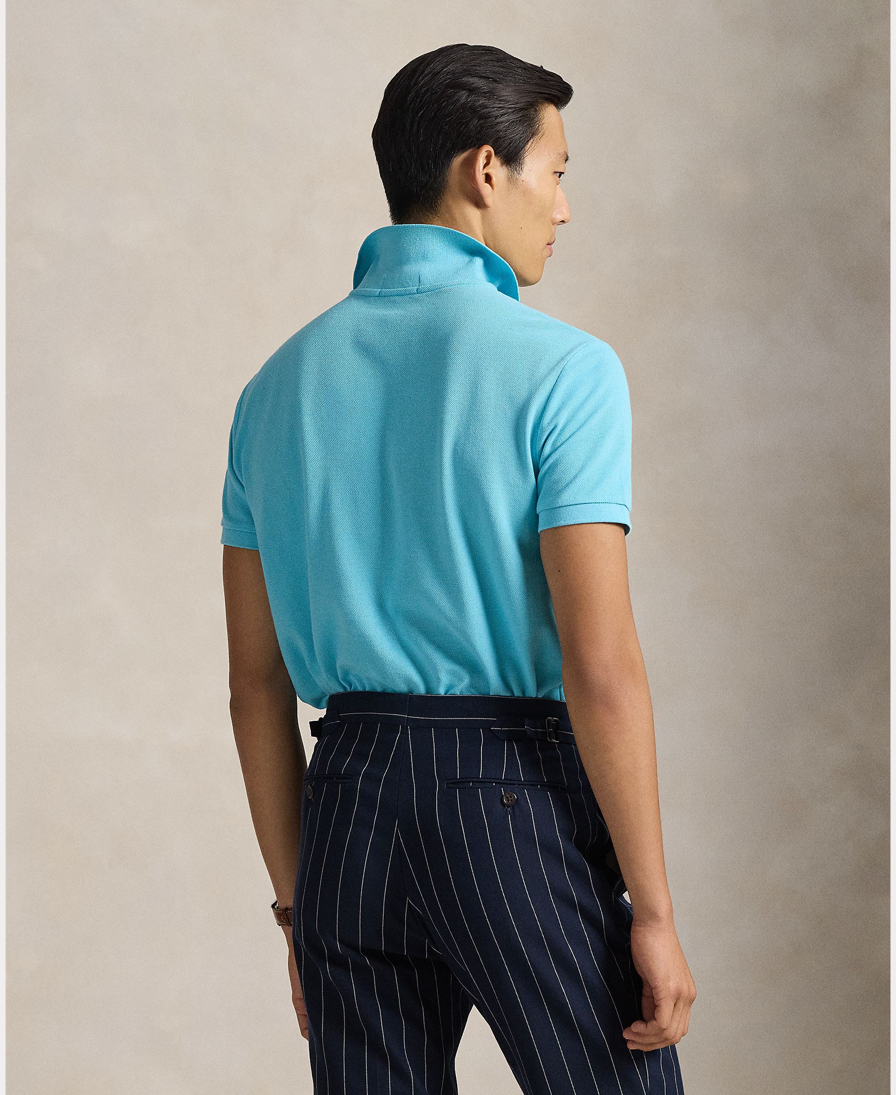 Polo Piqué Slim Fit Celeste-3