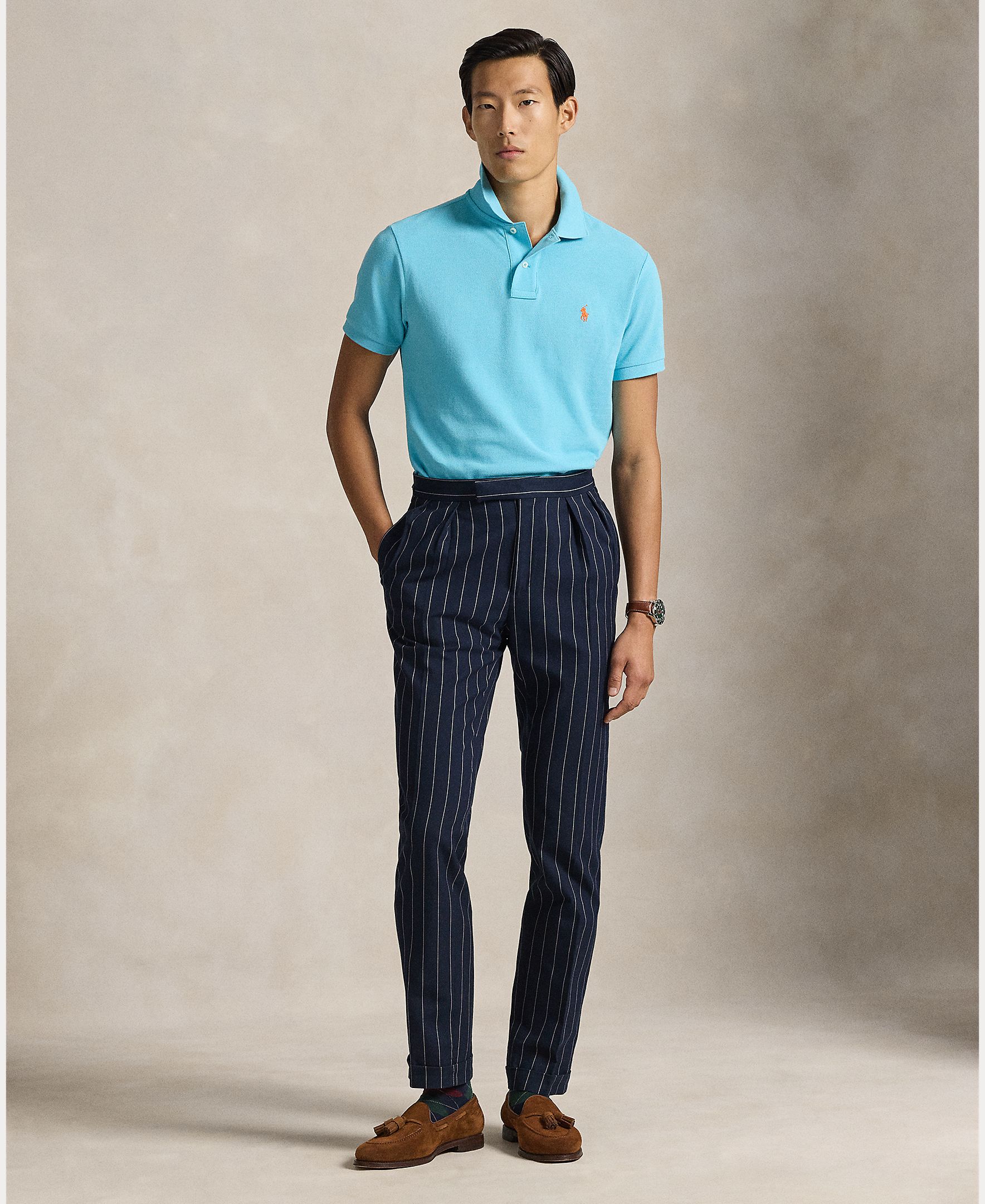 Polo Piqué Slim Fit Celeste-6