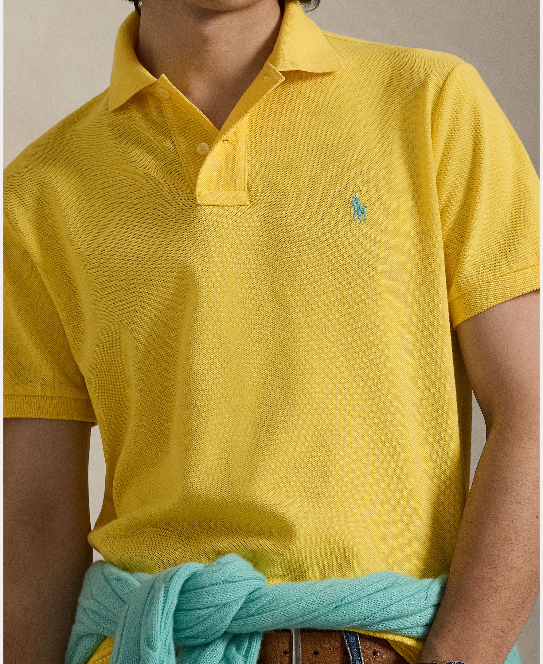 Polo Piqué Regular Fit Amarelo-4