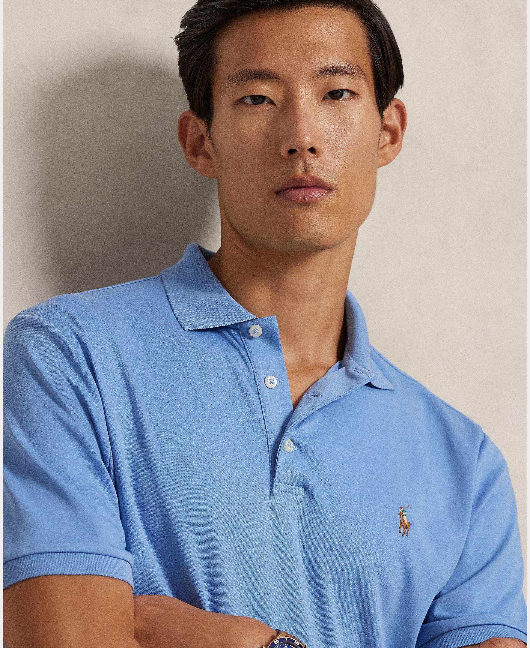 Polo de Algodão Interlock Regular Fit Azul Céu-4