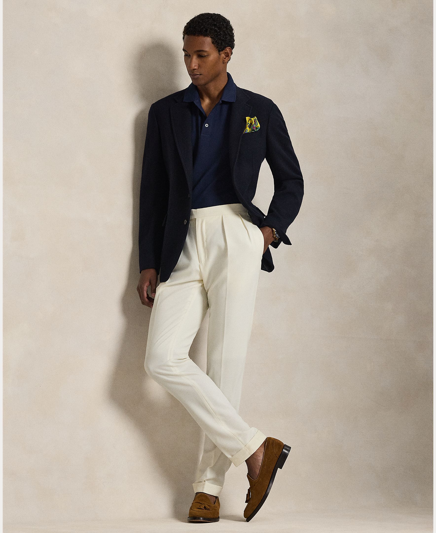 Polo de Piqué Elástico Custom Slim Fit Azul-marinho-5