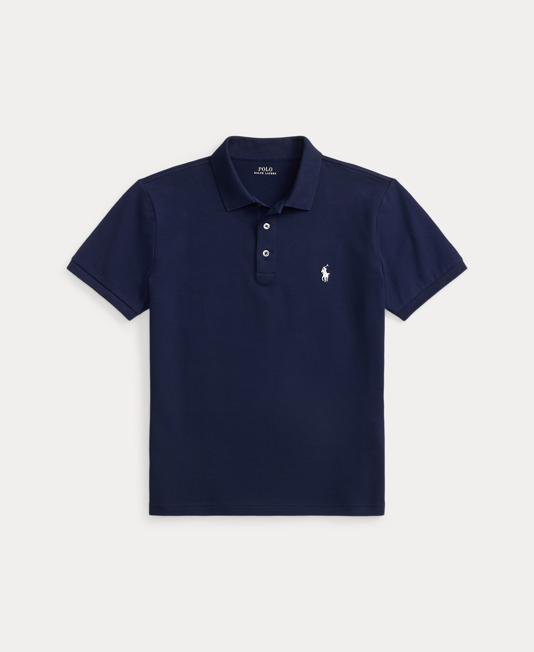 Polo de Piqué Elástico Custom Slim Fit Azul-marinho-4