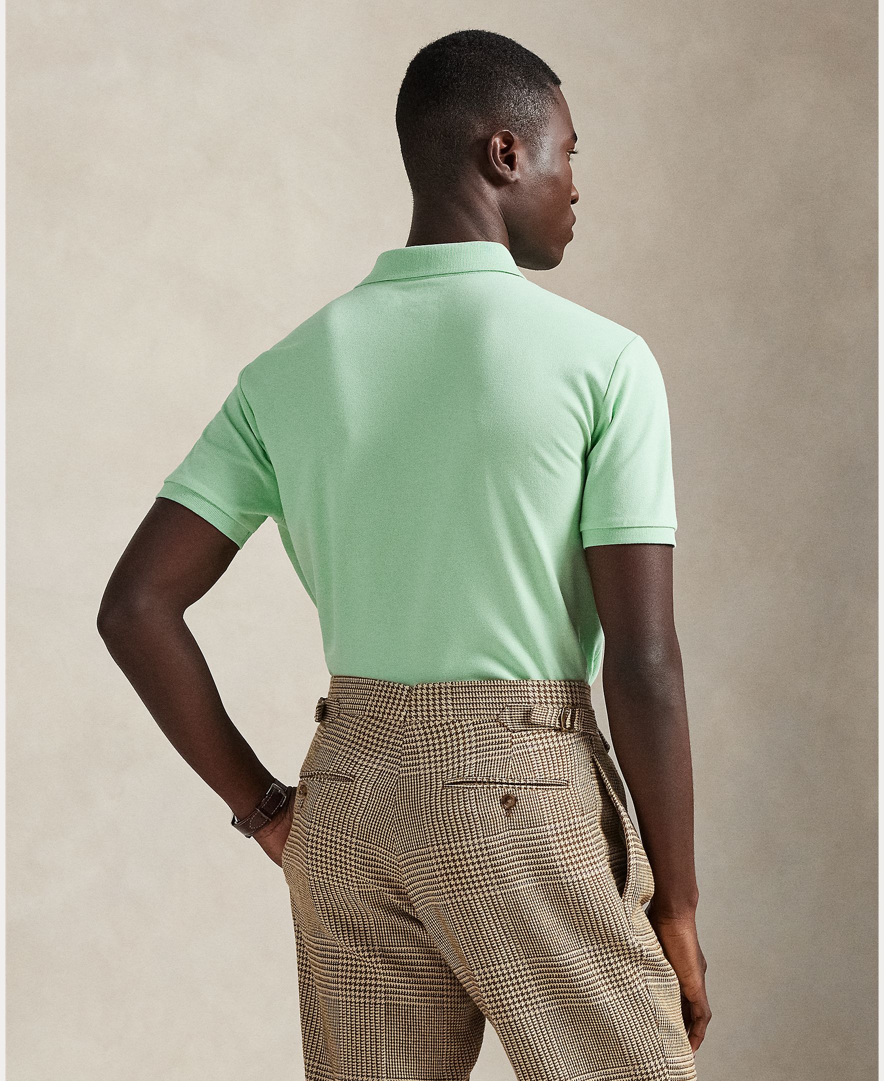 Polo de Piqué Elástico Custom Slim Fit Verde-claro-3