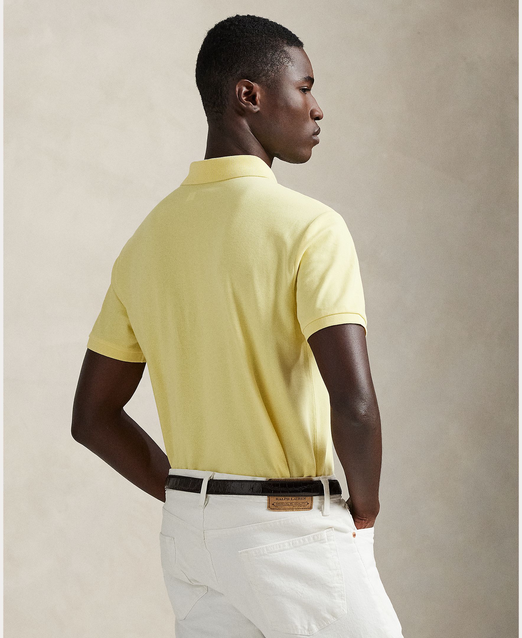 Polo de Piqué Elástico Custom Slim Fit Amarelo-3