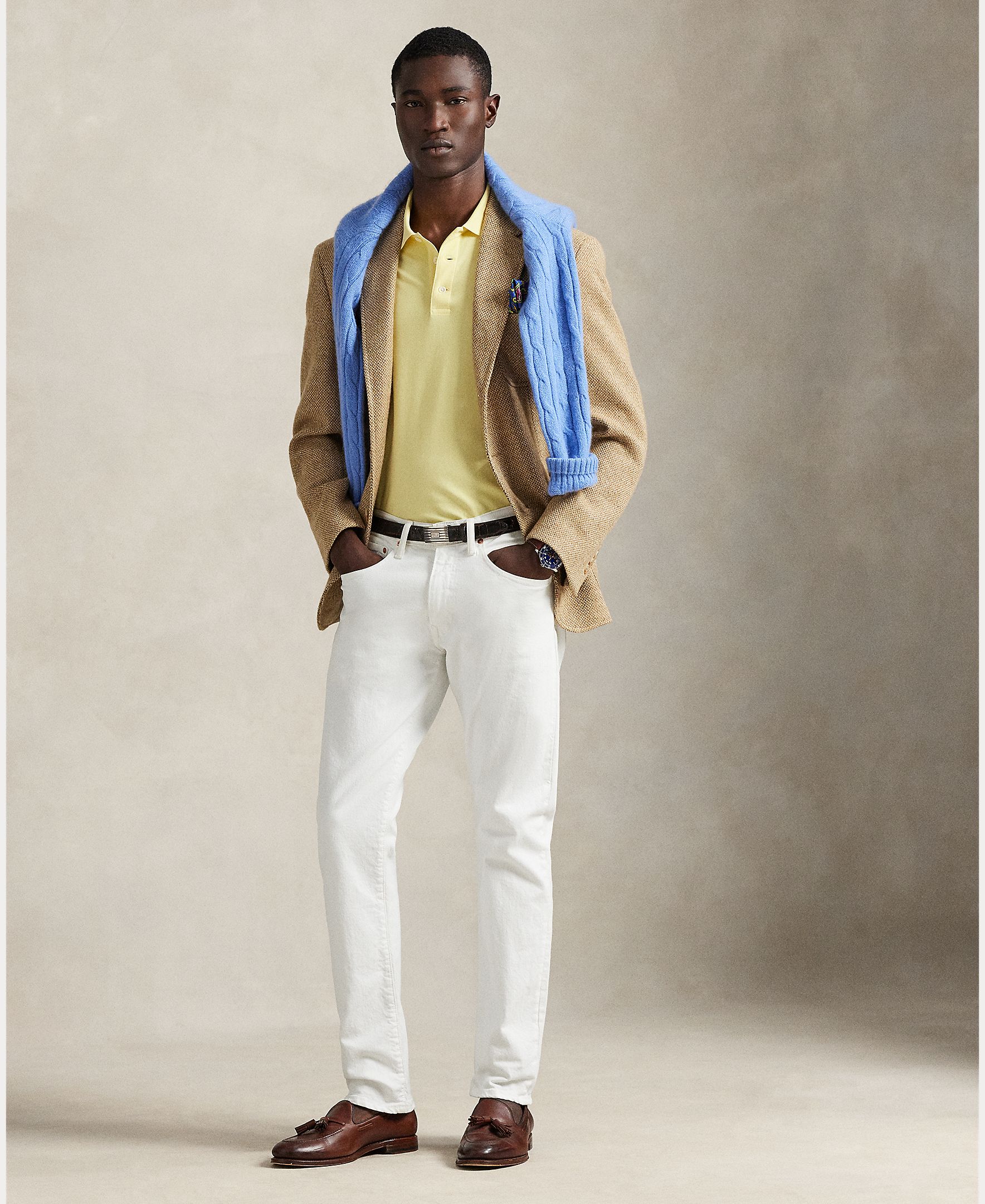 Polo de Piqué Elástico Custom Slim Fit Amarelo-6