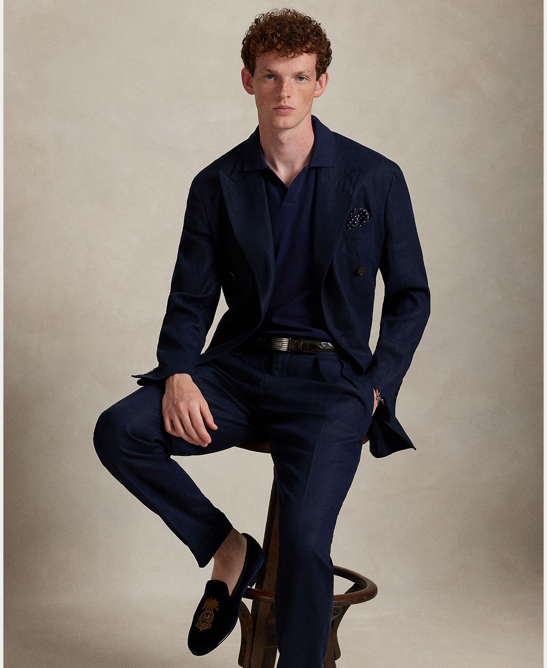 Polo de Piqué Elástico Custom Slim Fit Azul-marinho-5