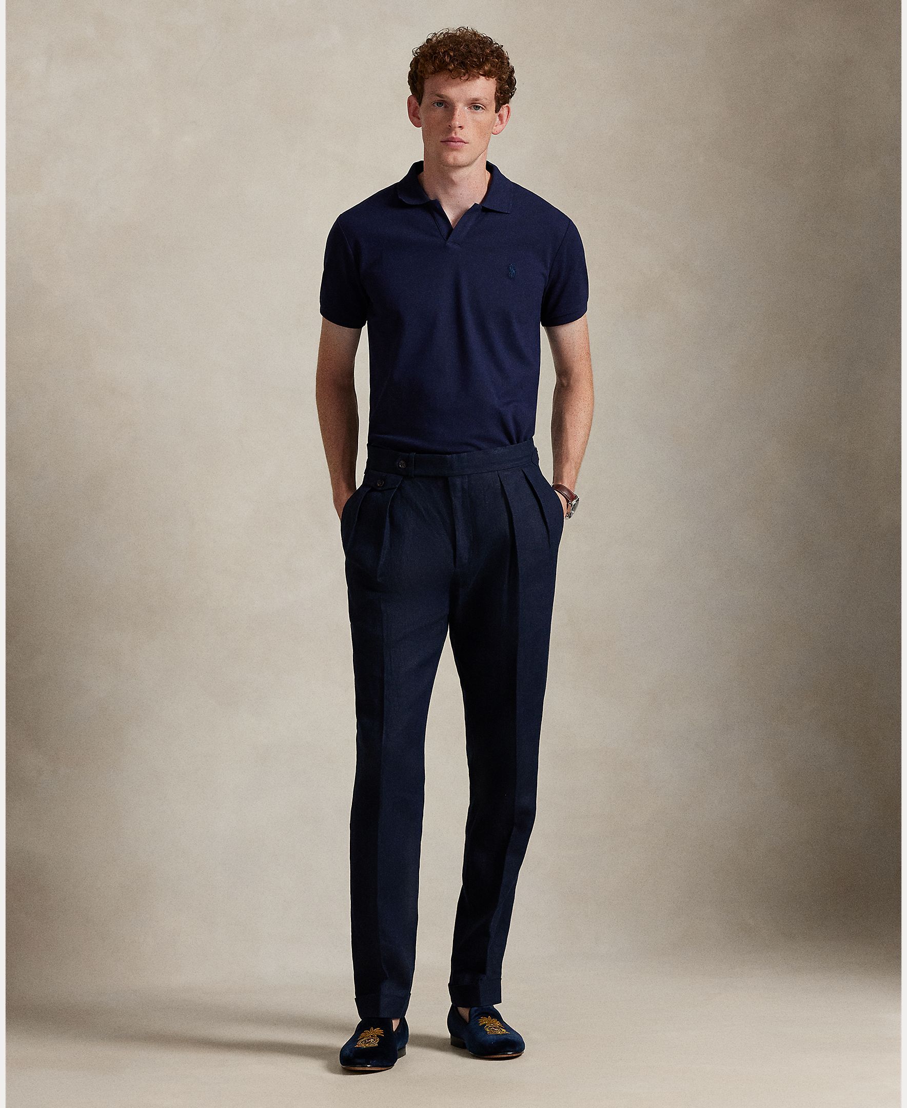 Polo de Piqué Elástico Custom Slim Fit Azul-marinho-7