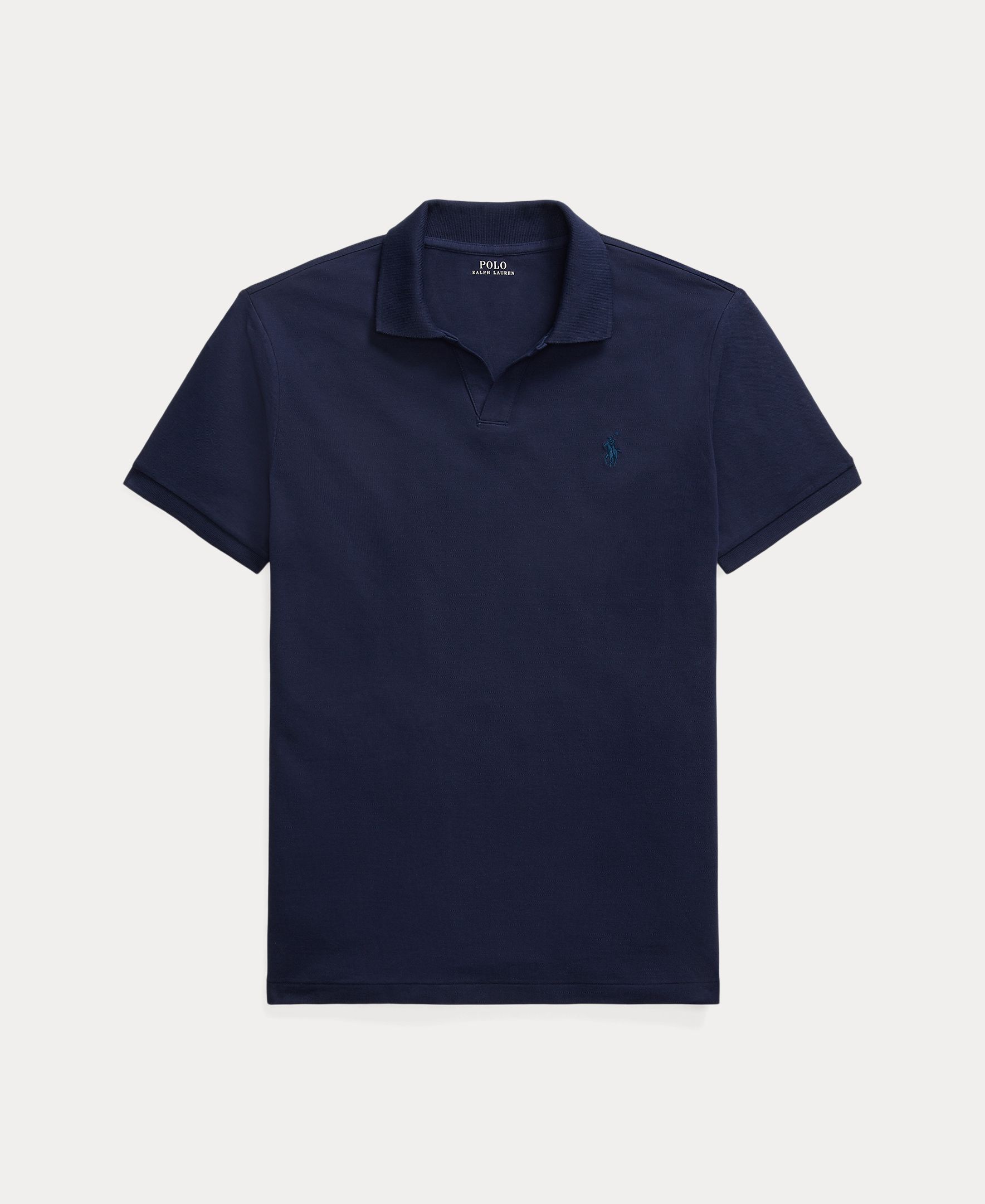 Polo de Piqué Elástico Custom Slim Fit Azul-marinho-6