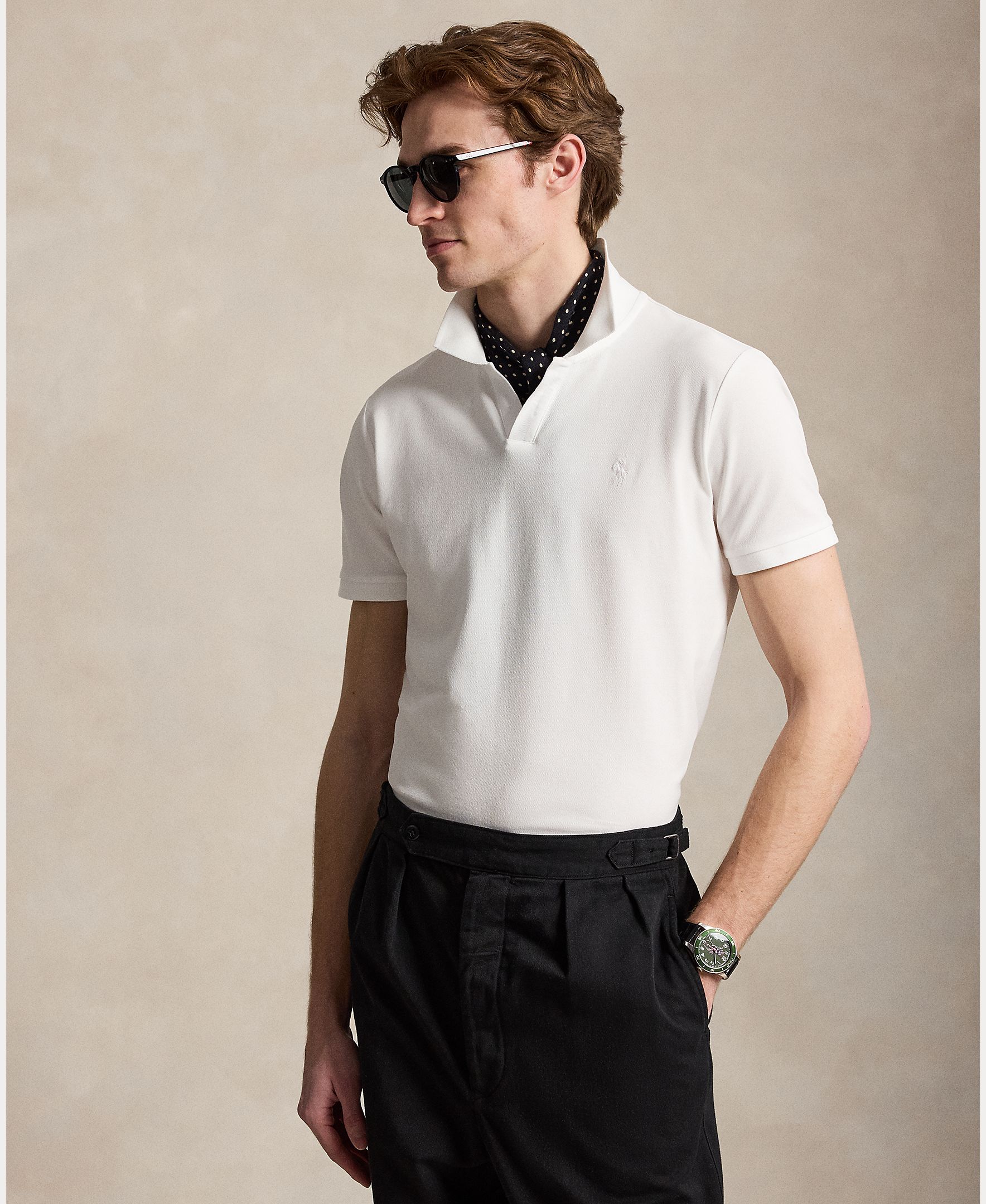 Polo de Piqué Elástico Custom Slim Fit Branco-1