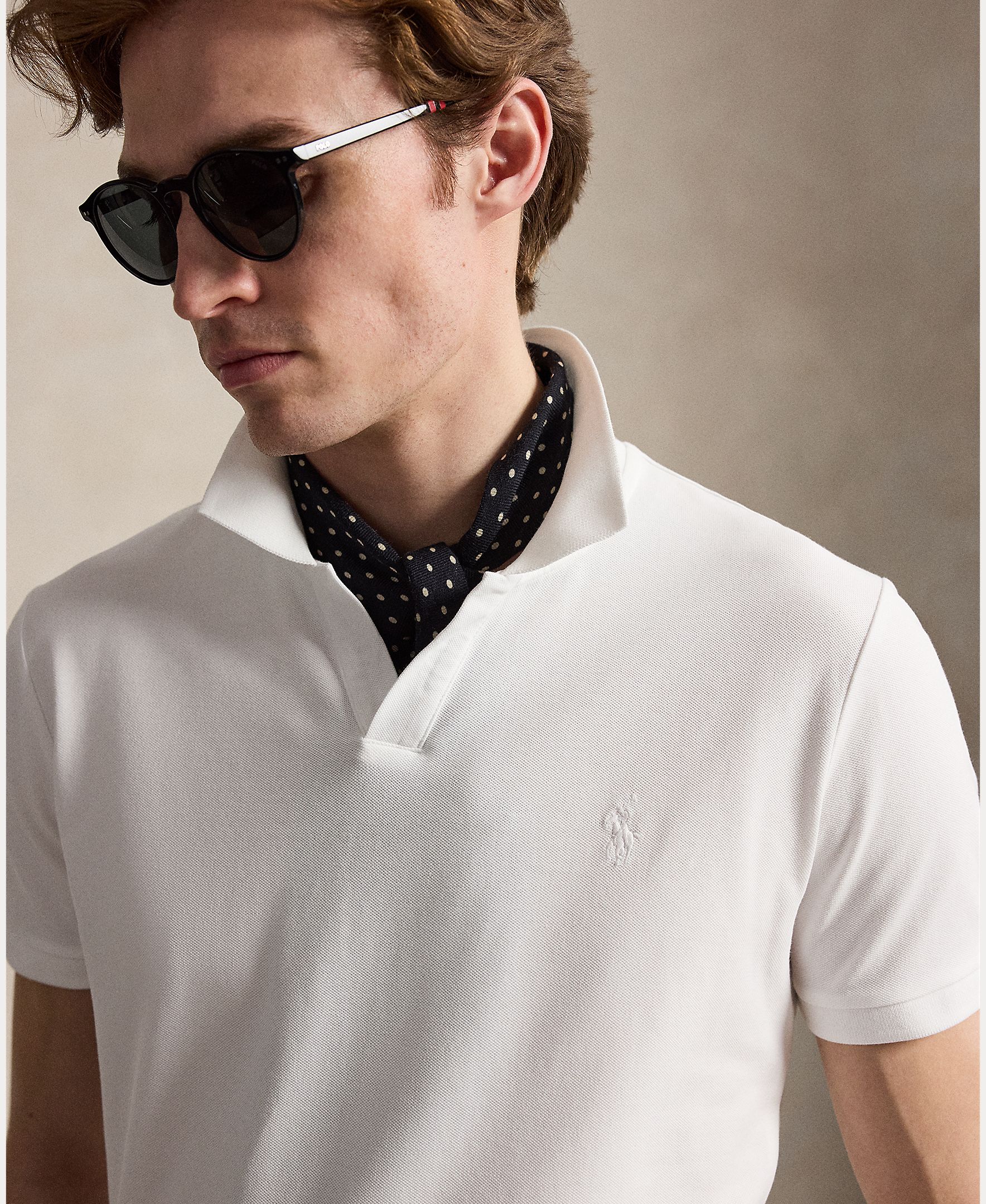 Polo de Piqué Elástico Custom Slim Fit Branco-4