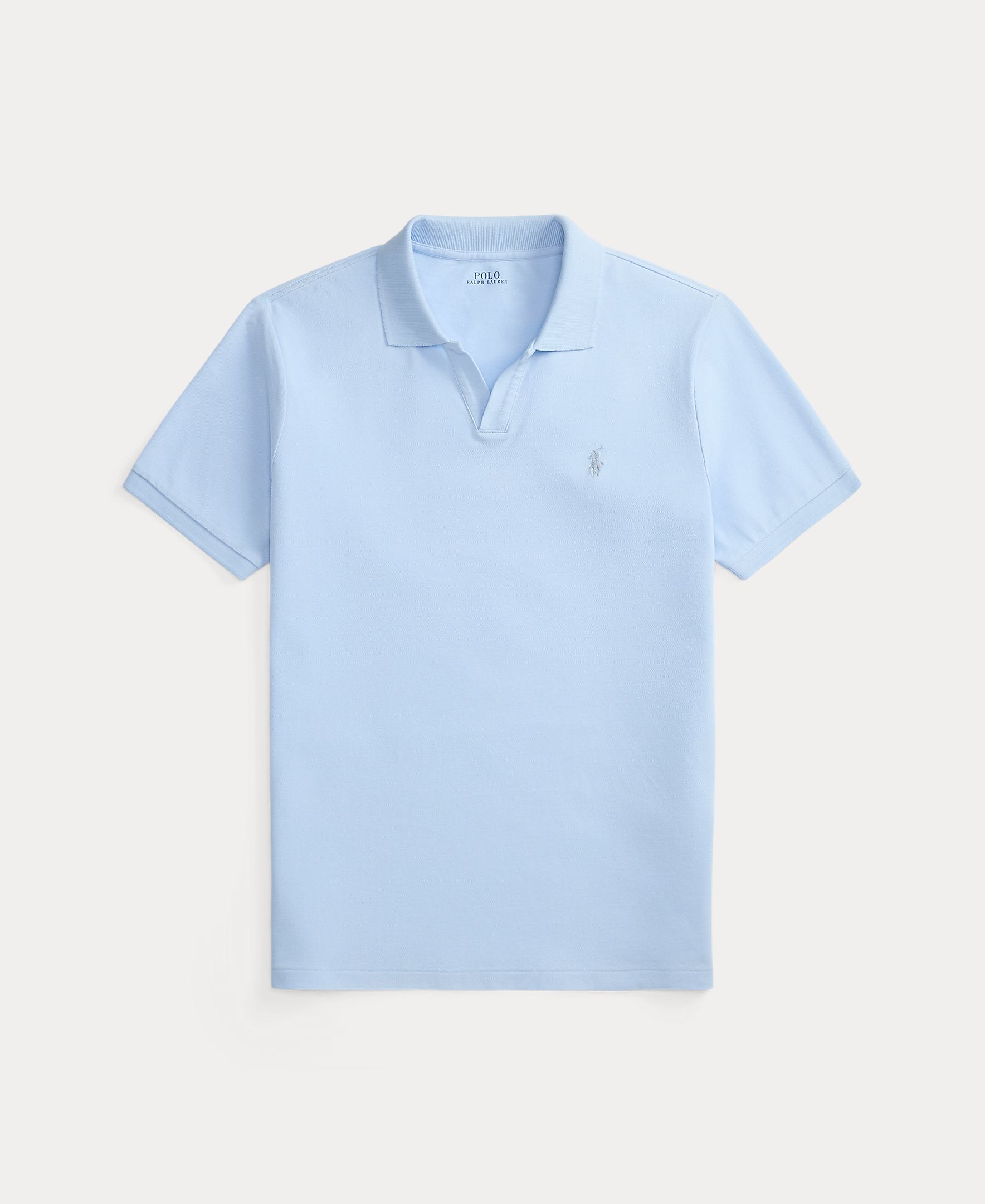 Polo de Piqué Elástico Custom Slim Fit Azul-claro-5