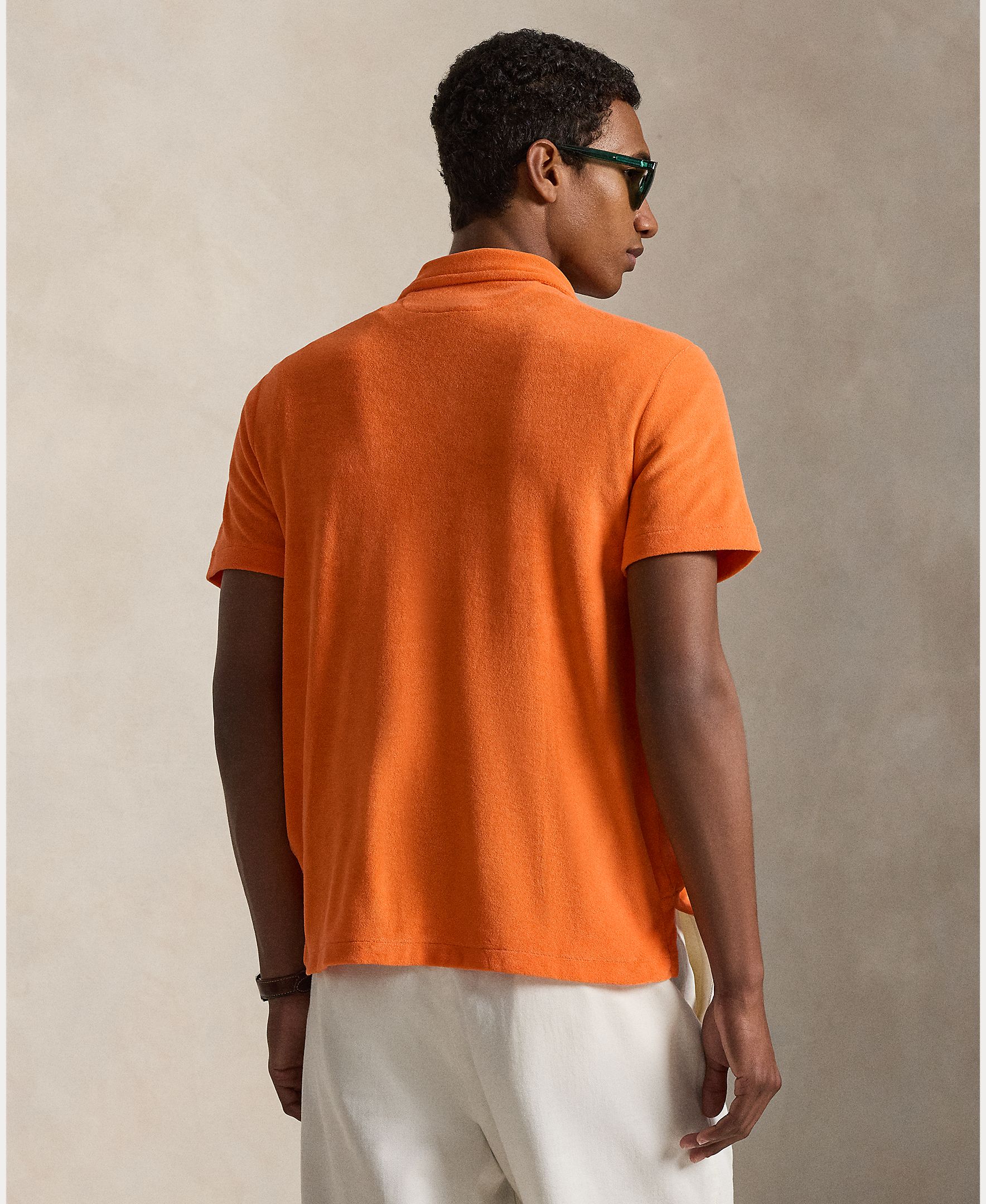 Polo de Algodão com Bolso no Peito Pêssego-3