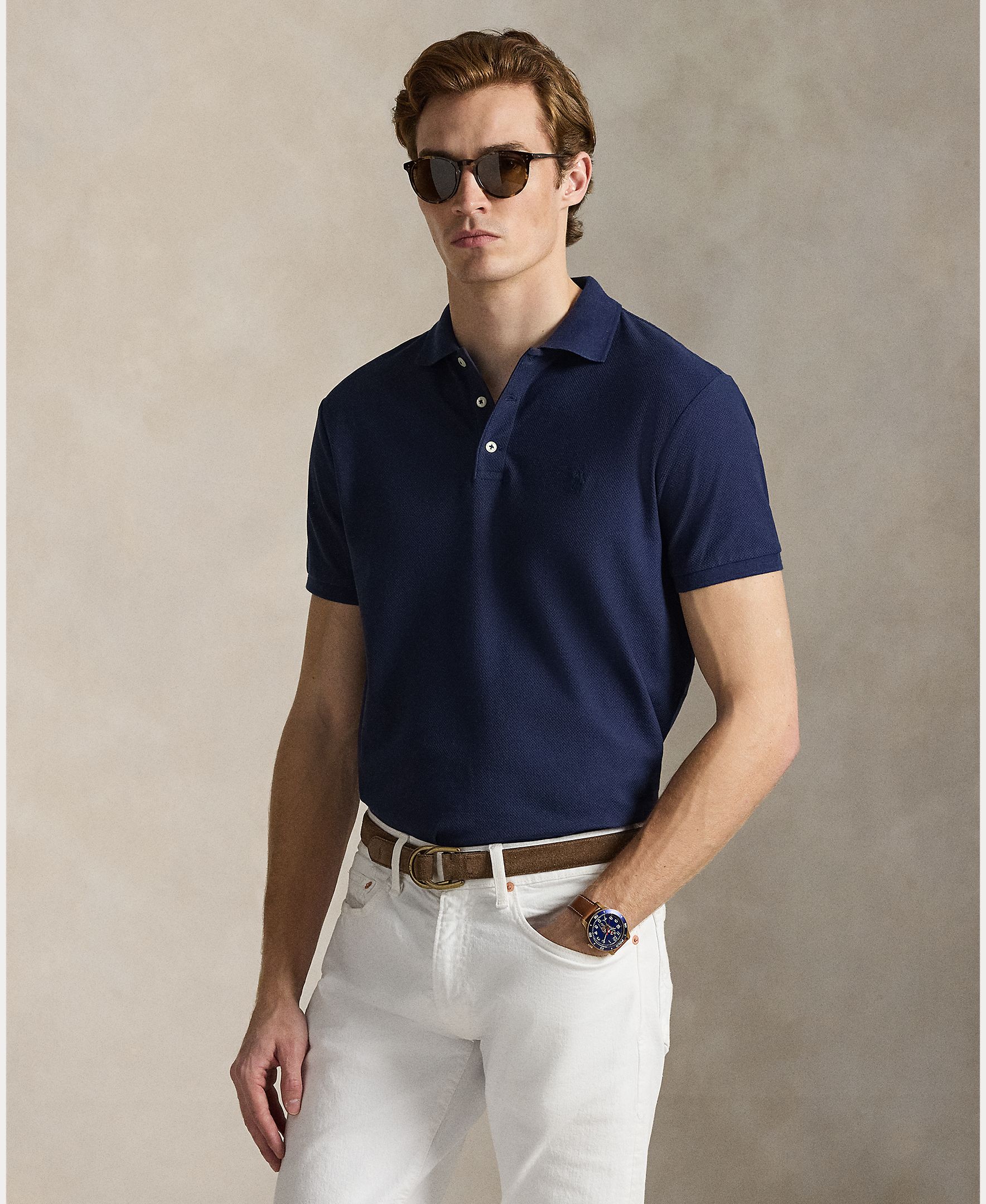 Polo de Piqué com Cavalo Azul-marinho-1