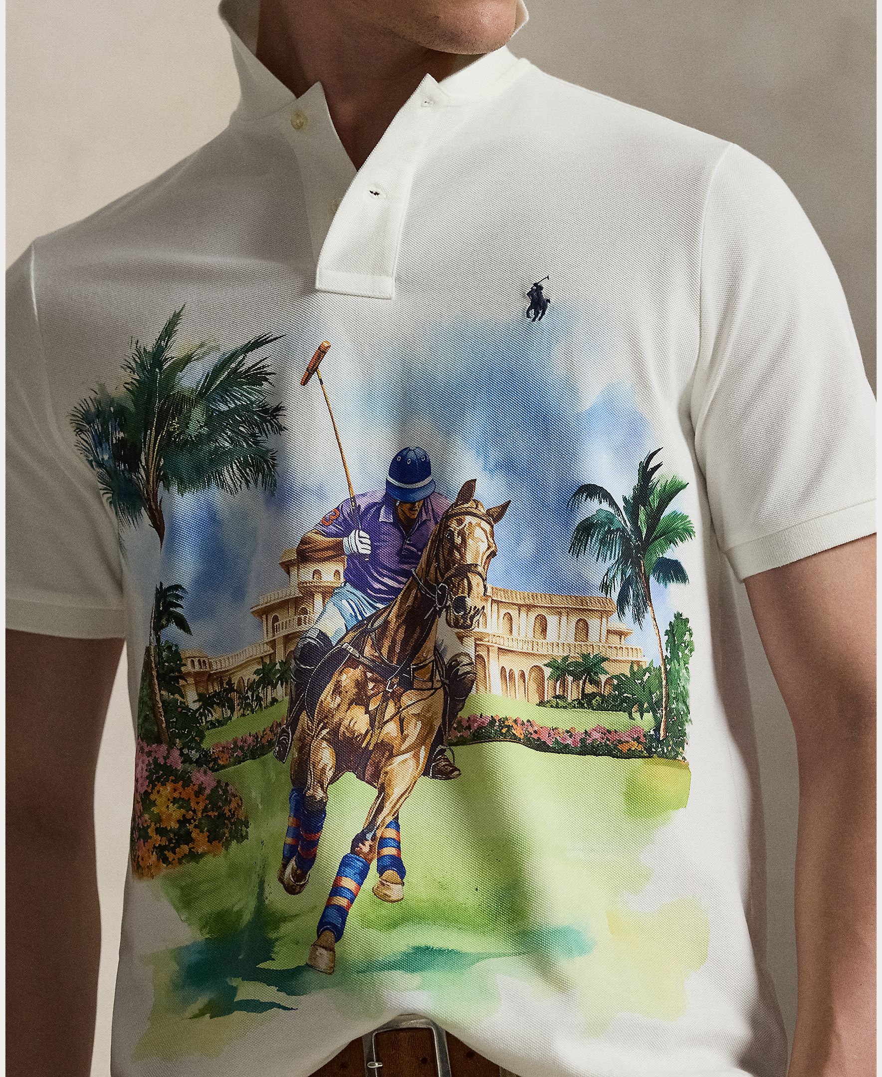 Polo de Algodão com Estampado Multicolor-4