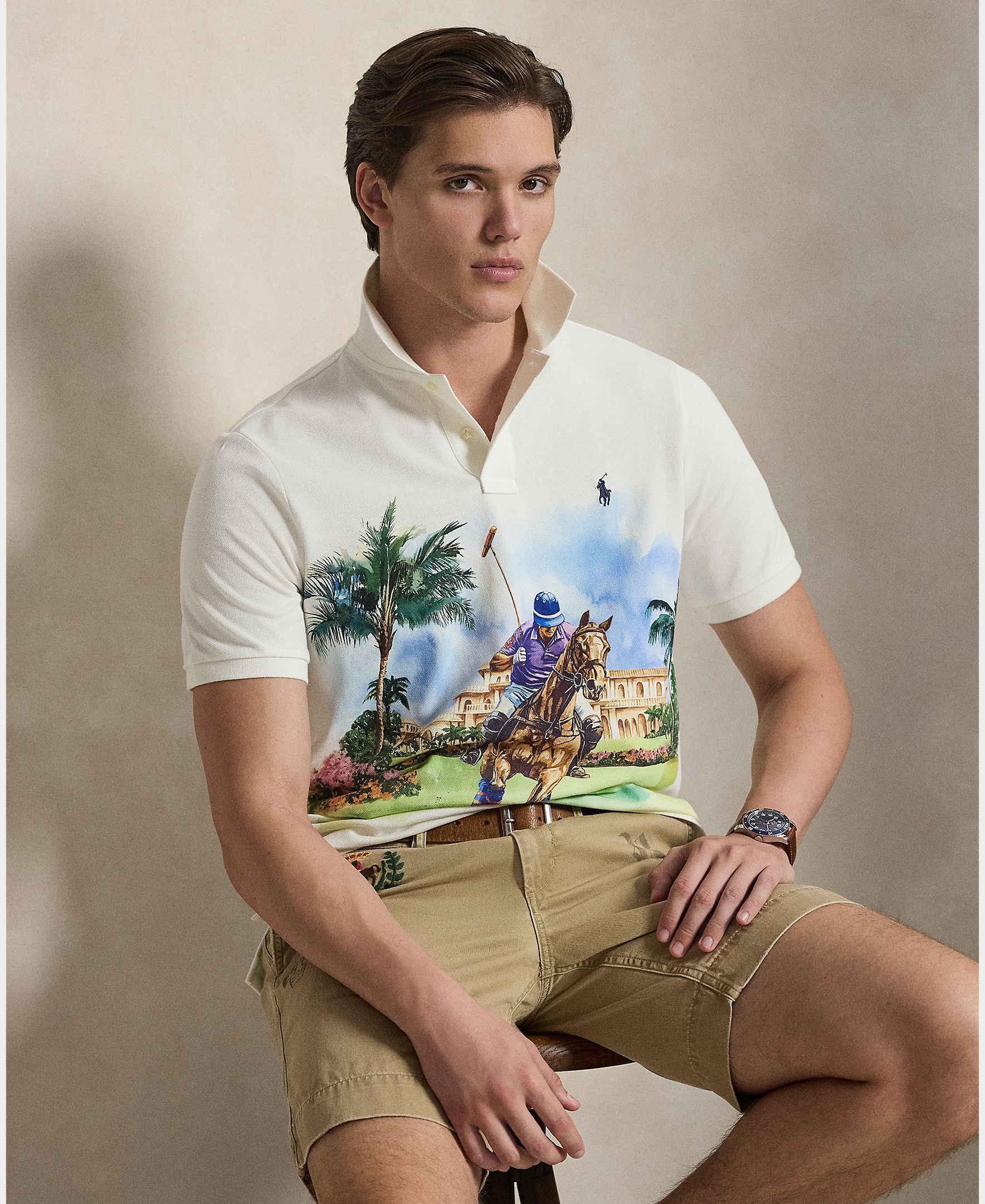 Polo de Algodão com Estampado Multicolor-5