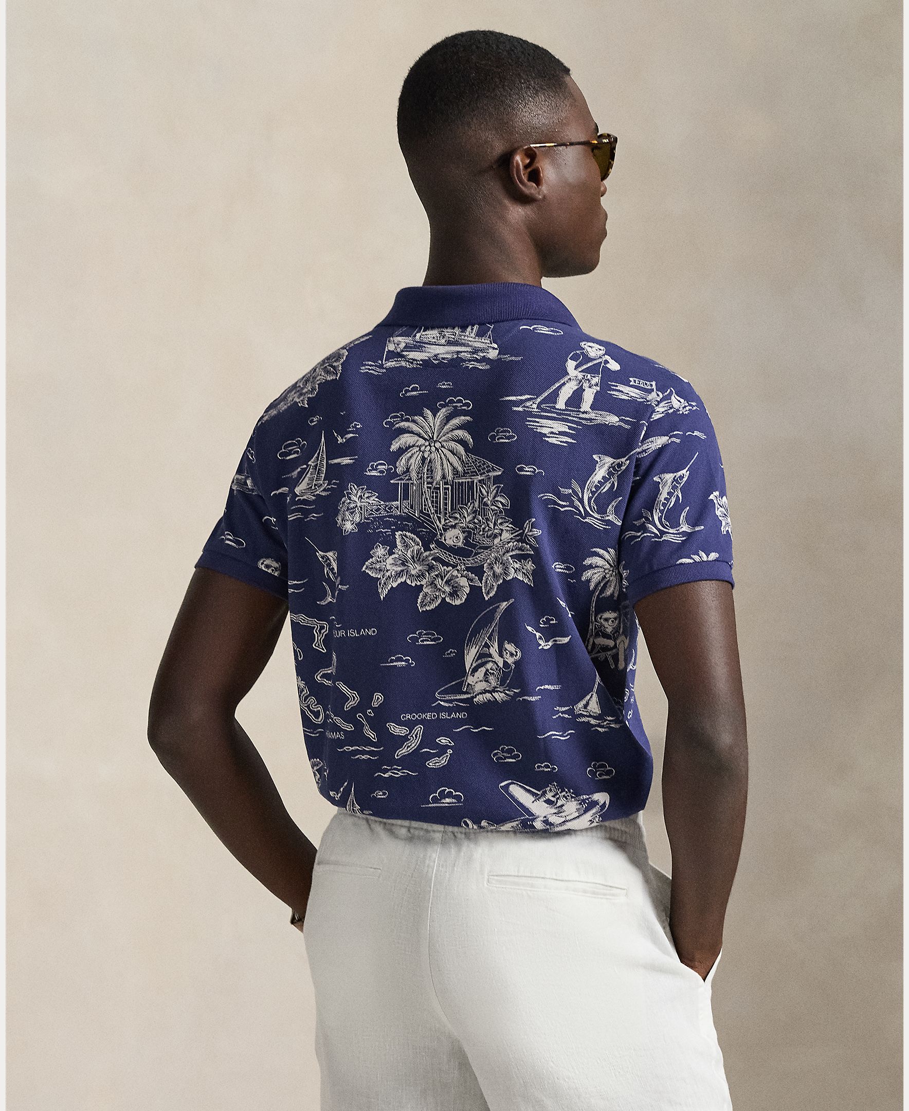 Polo de Algodão Estampado Azul-marinho-3
