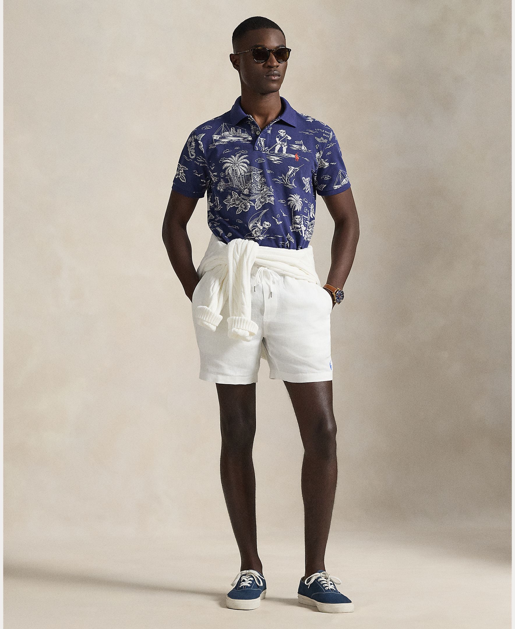 Polo de Algodão Estampado Azul-marinho-6