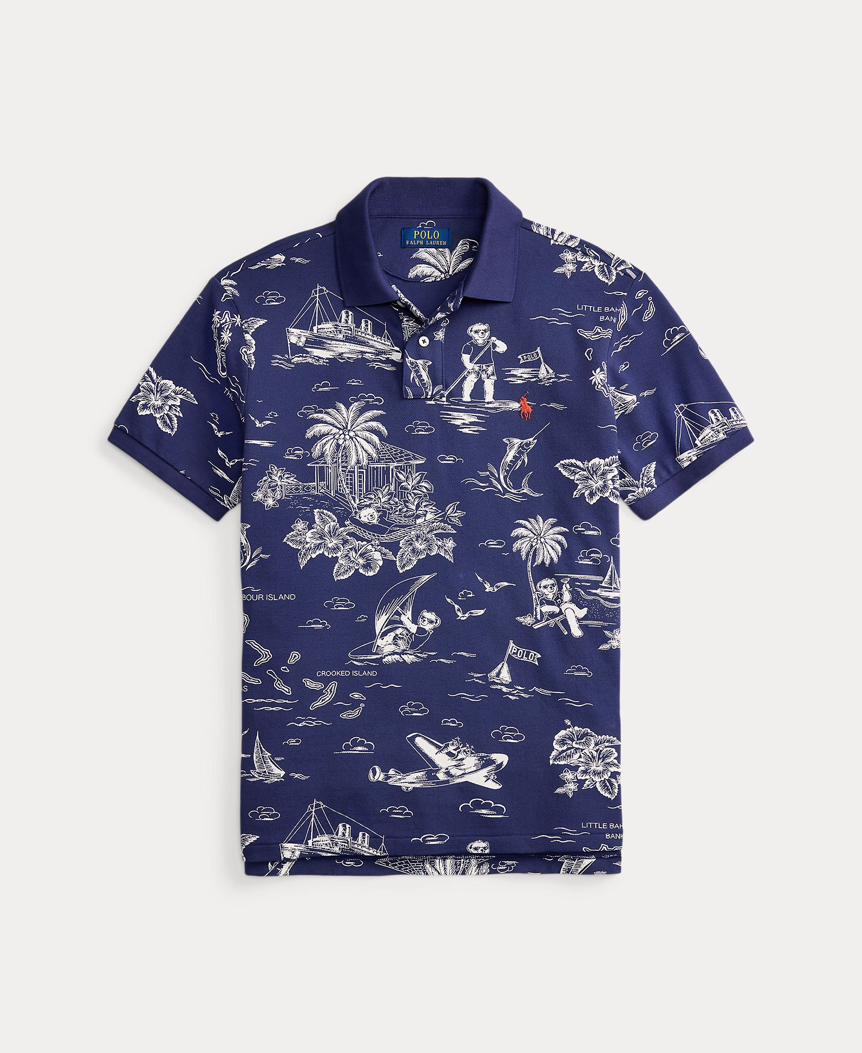 Polo de Algodão Estampado Azul-marinho-5