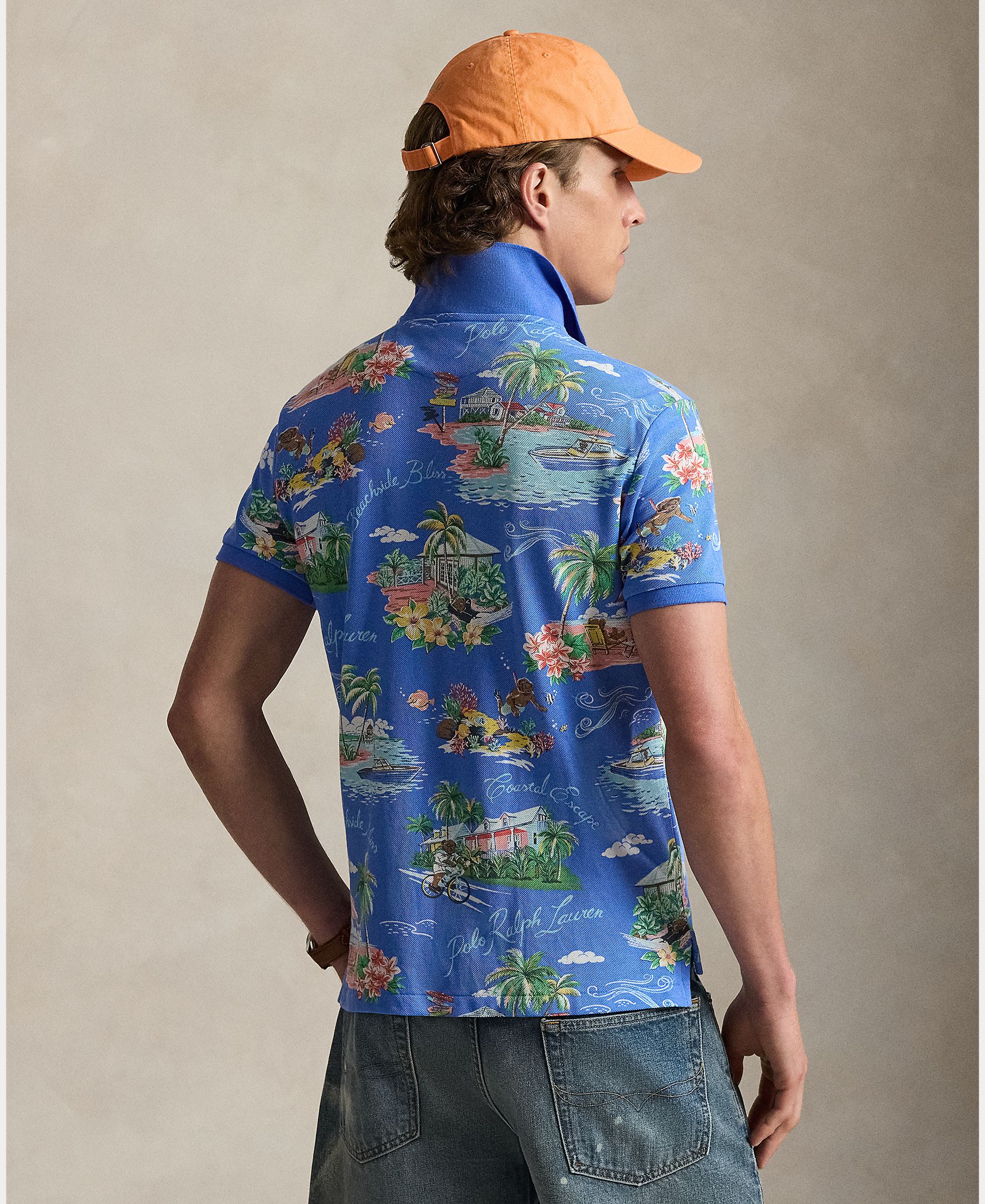 Polo de Algodão Estampado Azul-cobalto-3