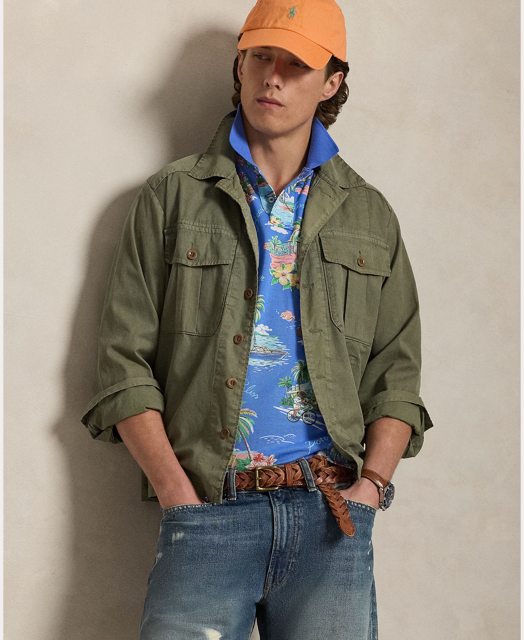 Polo de Algodão Estampado Azul-cobalto-5