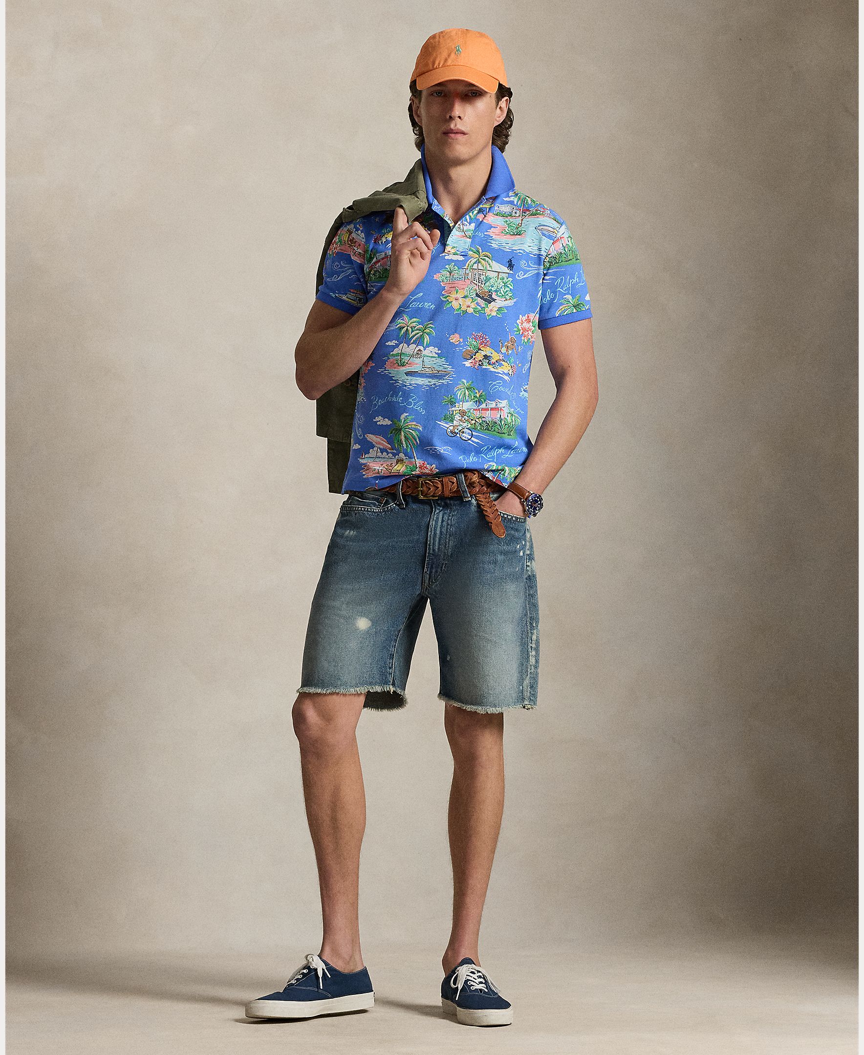 Polo de Algodão Estampado Azul-cobalto-7