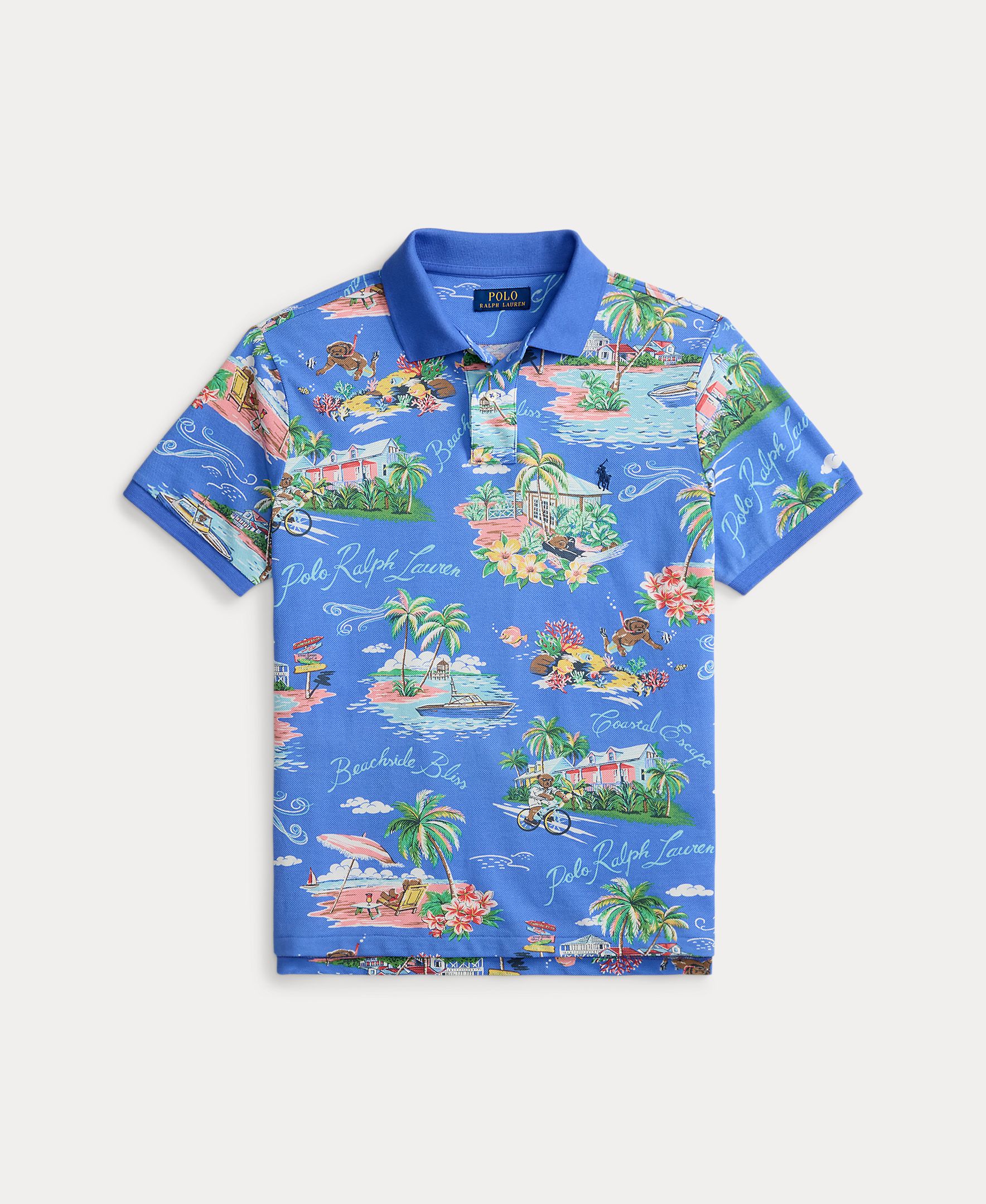 Polo de Algodão Estampado Azul-cobalto-6