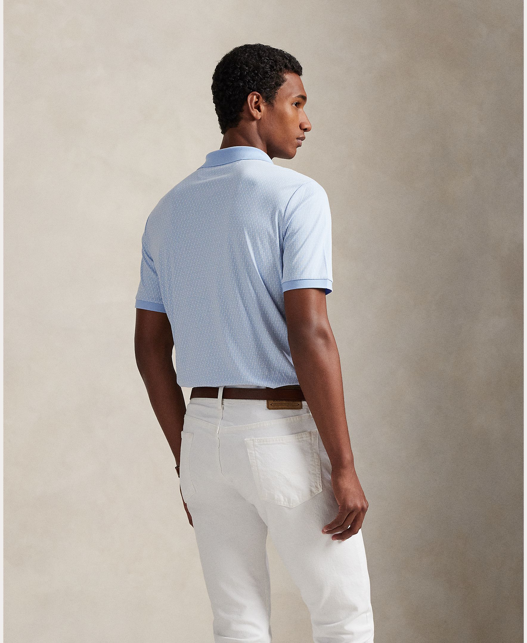 Polo de Algodão Suave Custom Slim Fit Azul-claro-3