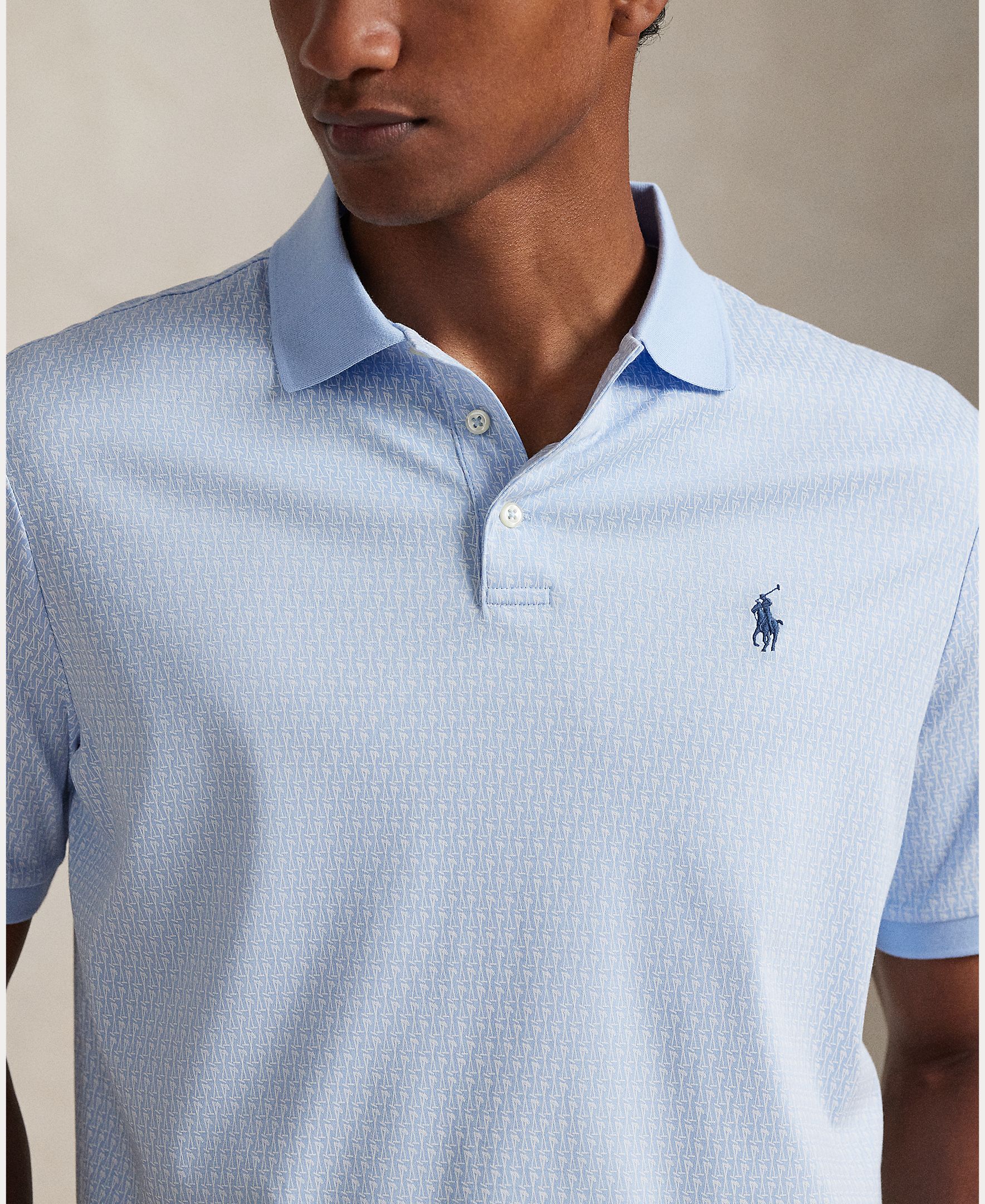 Polo de Algodão Suave Custom Slim Fit Azul-claro-4