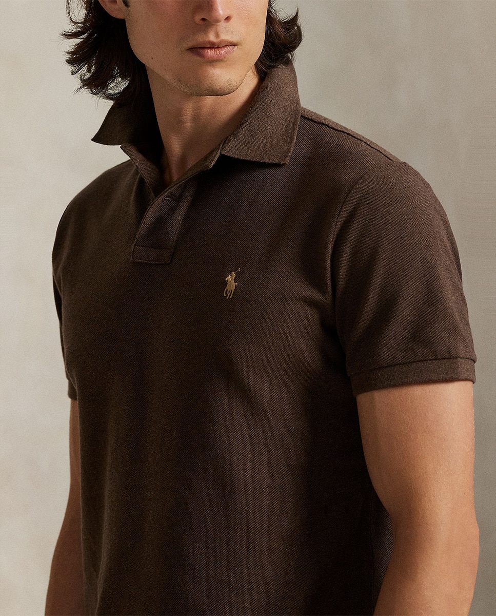 Polo Piqué Regular Fit Castanho-escuro-3