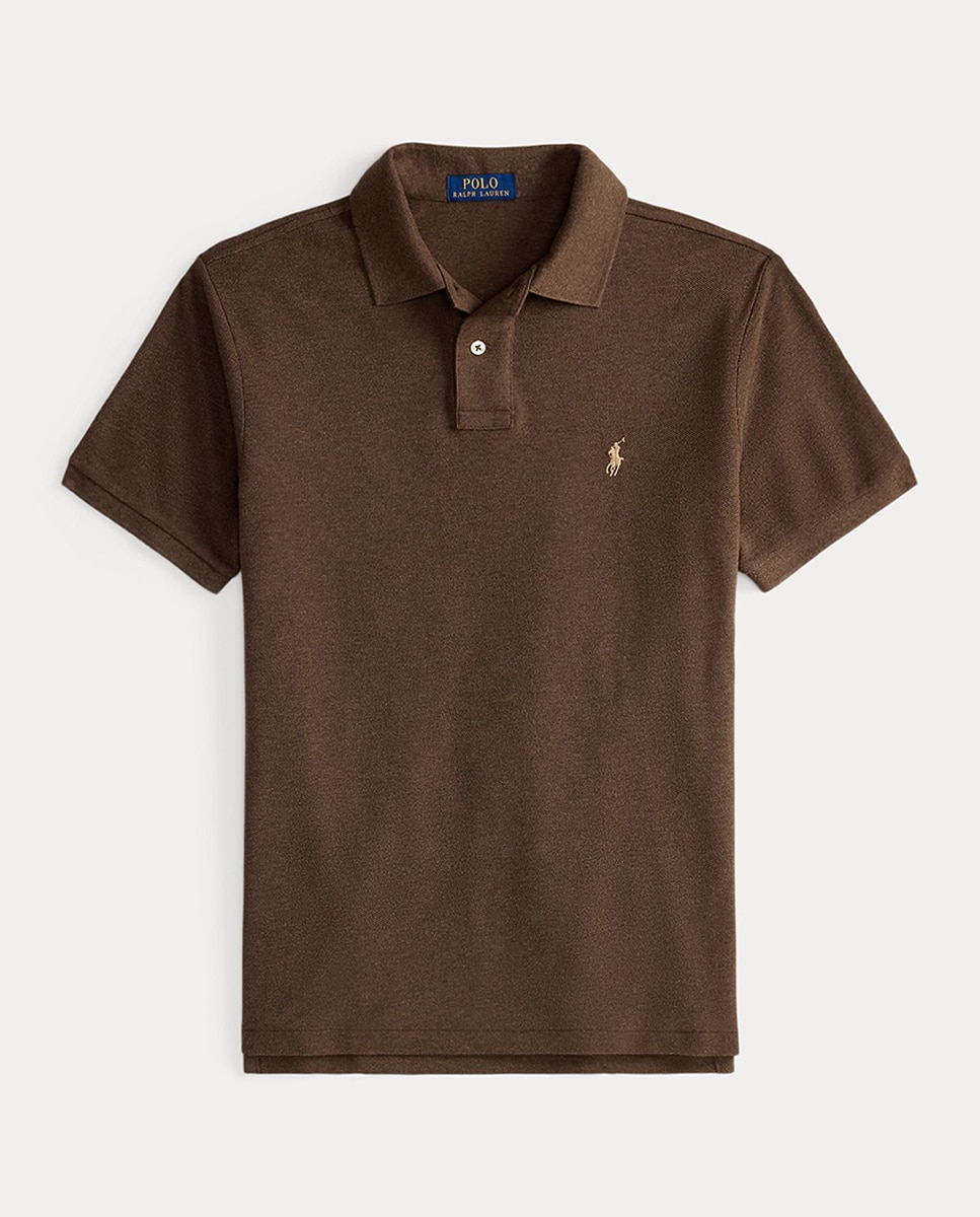 Polo Piqué Regular Fit Castanho-escuro-4