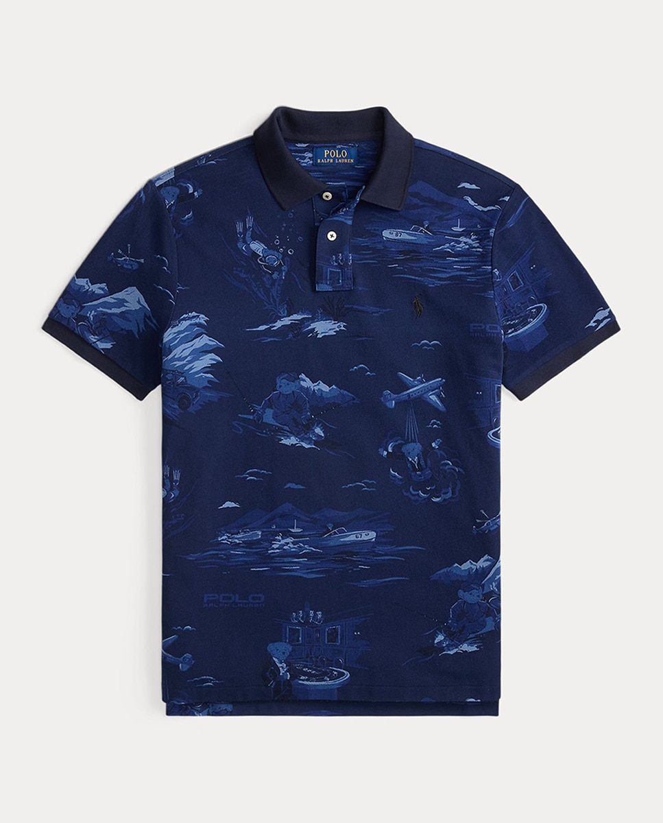 Polo Piqué com Polo Bear Custom Slim Azul-marinho-4