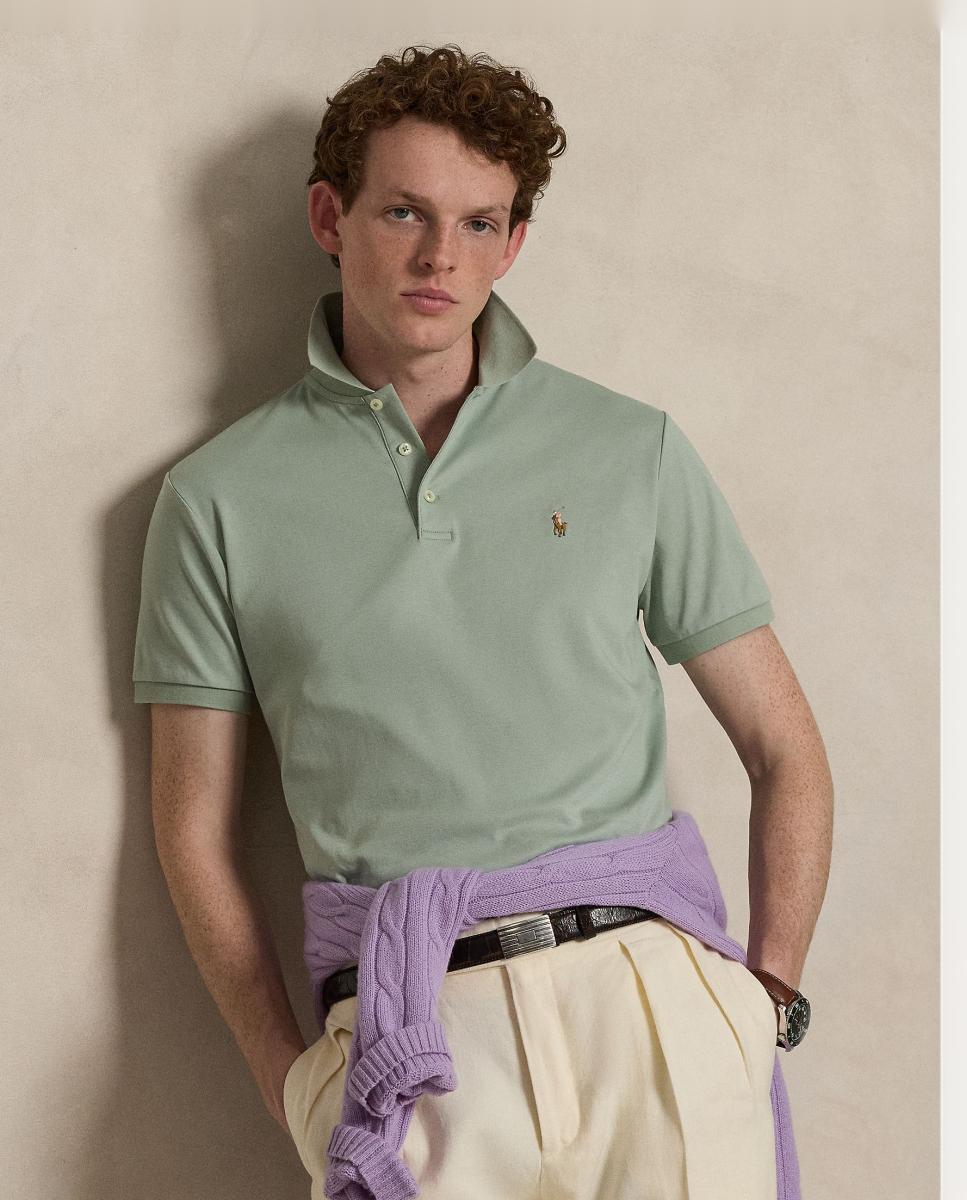 Camiseta de hombre de algodón suave - Polo Ralph Lauren - Verde claro Verde claro-5