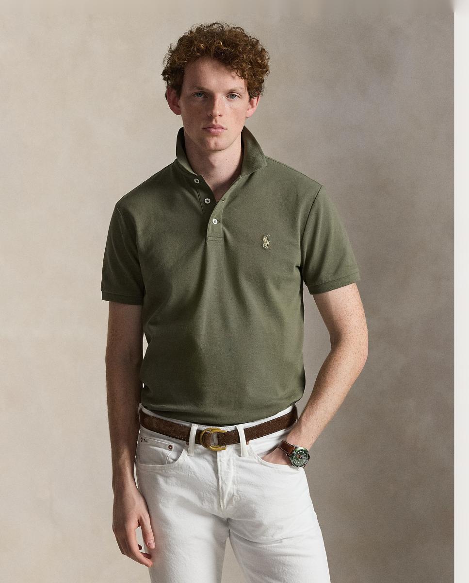 Polo de hombre elástico Custom Slim Fit Verde - Polo Ralph Lauren - Verde pardo Verde pardo-1