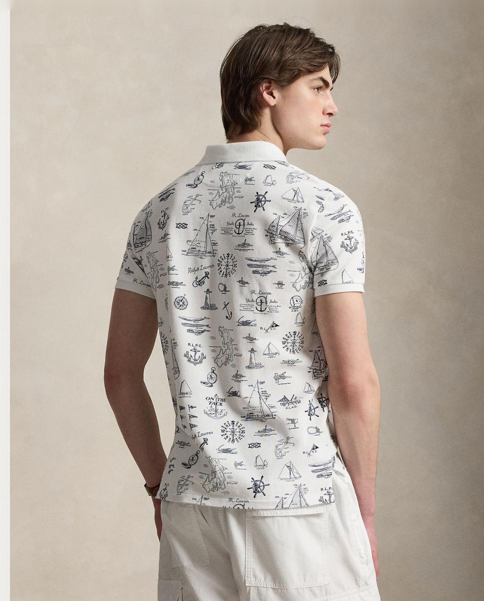 Polo Regular Fit Estampado Branco-3