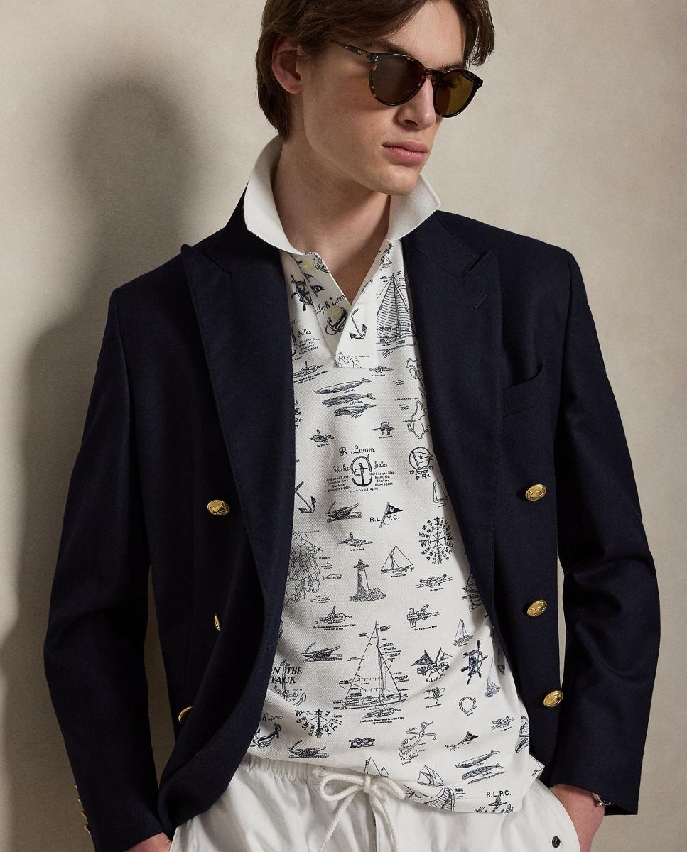 Polo Regular Fit Estampado Branco-5