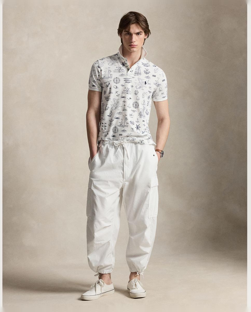 Polo Regular Fit Estampado Branco-7